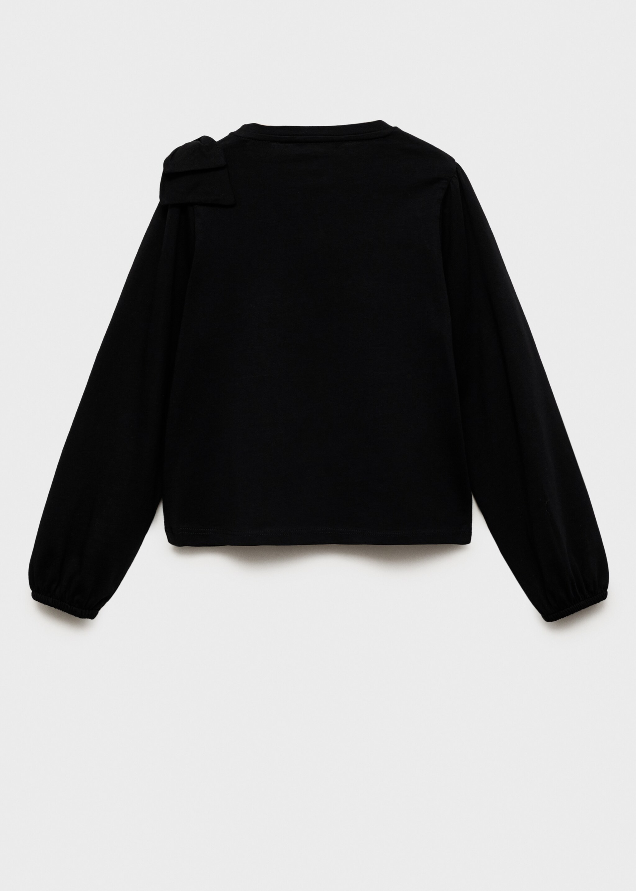 Bow cotton T-shirt - Reverse of the article, Black. Ref: 77069231-00.