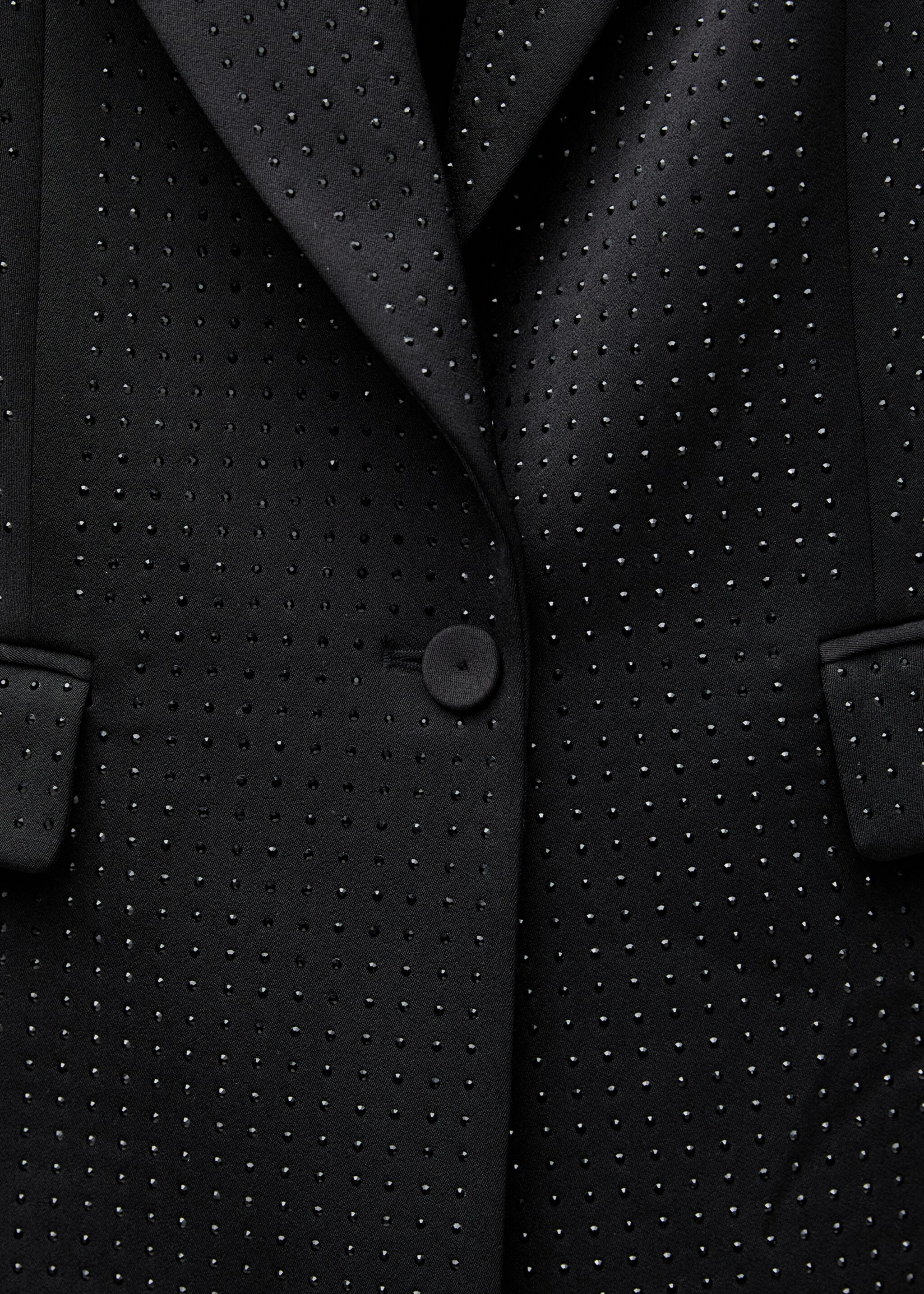 Suit jacket with rhinestones - Details of the article 8, Black. Ref: 77069234-00.
