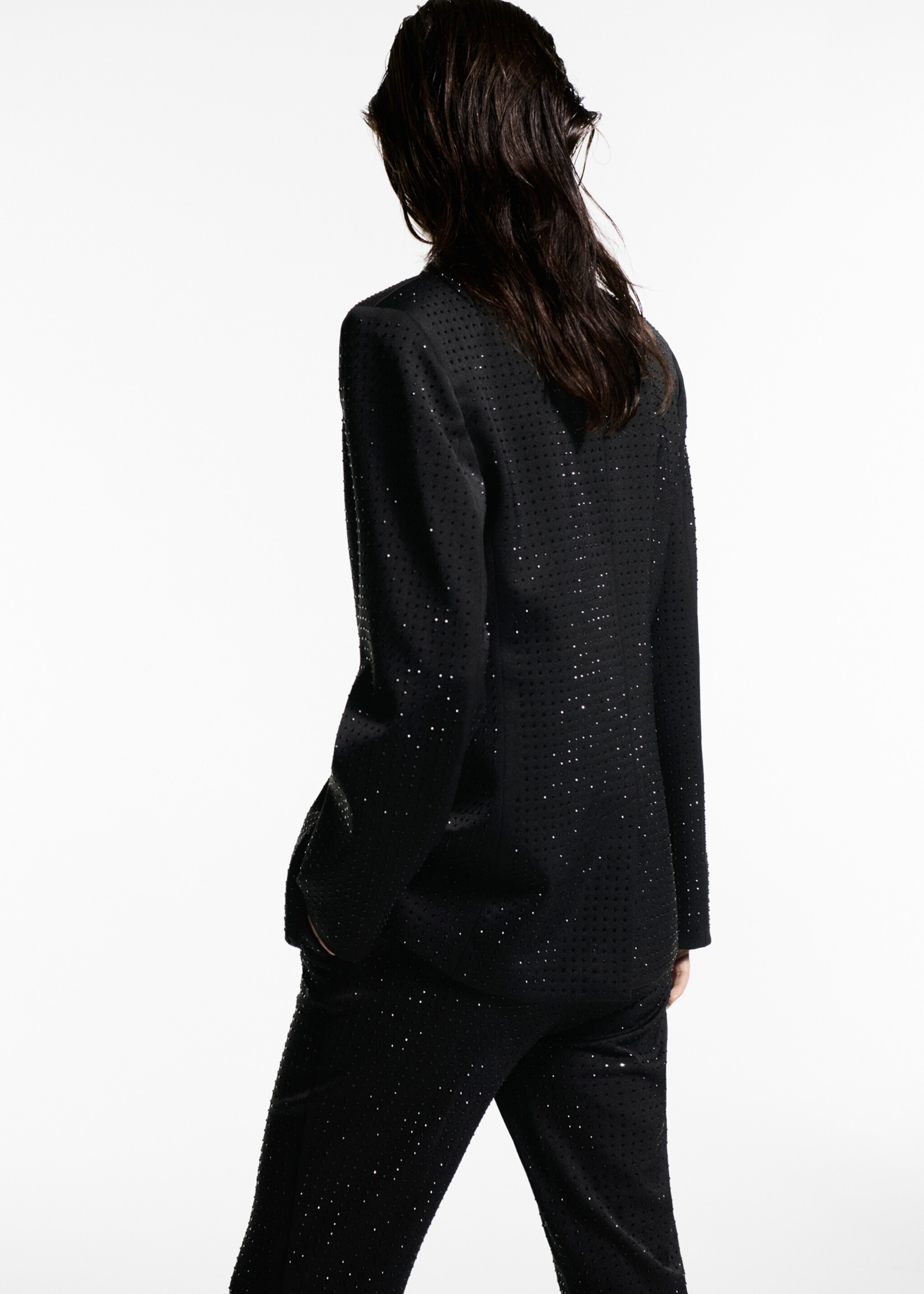 Suit jacket with rhinestones - Reverse of the article, Black. Ref: 77069234-00.