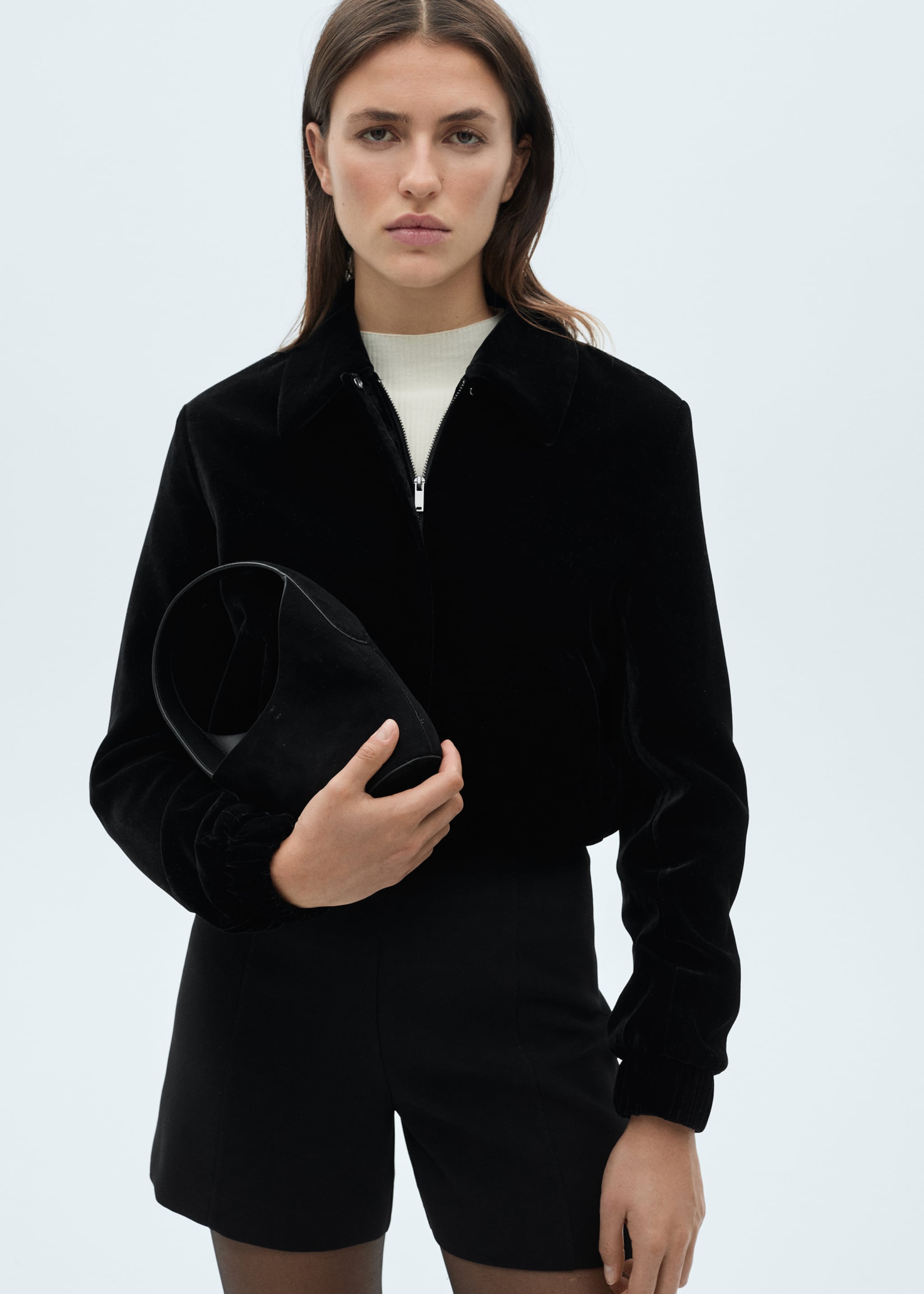 Velvet Bomber Jacket - Medium plane, Black. Ref: 77069237-00.