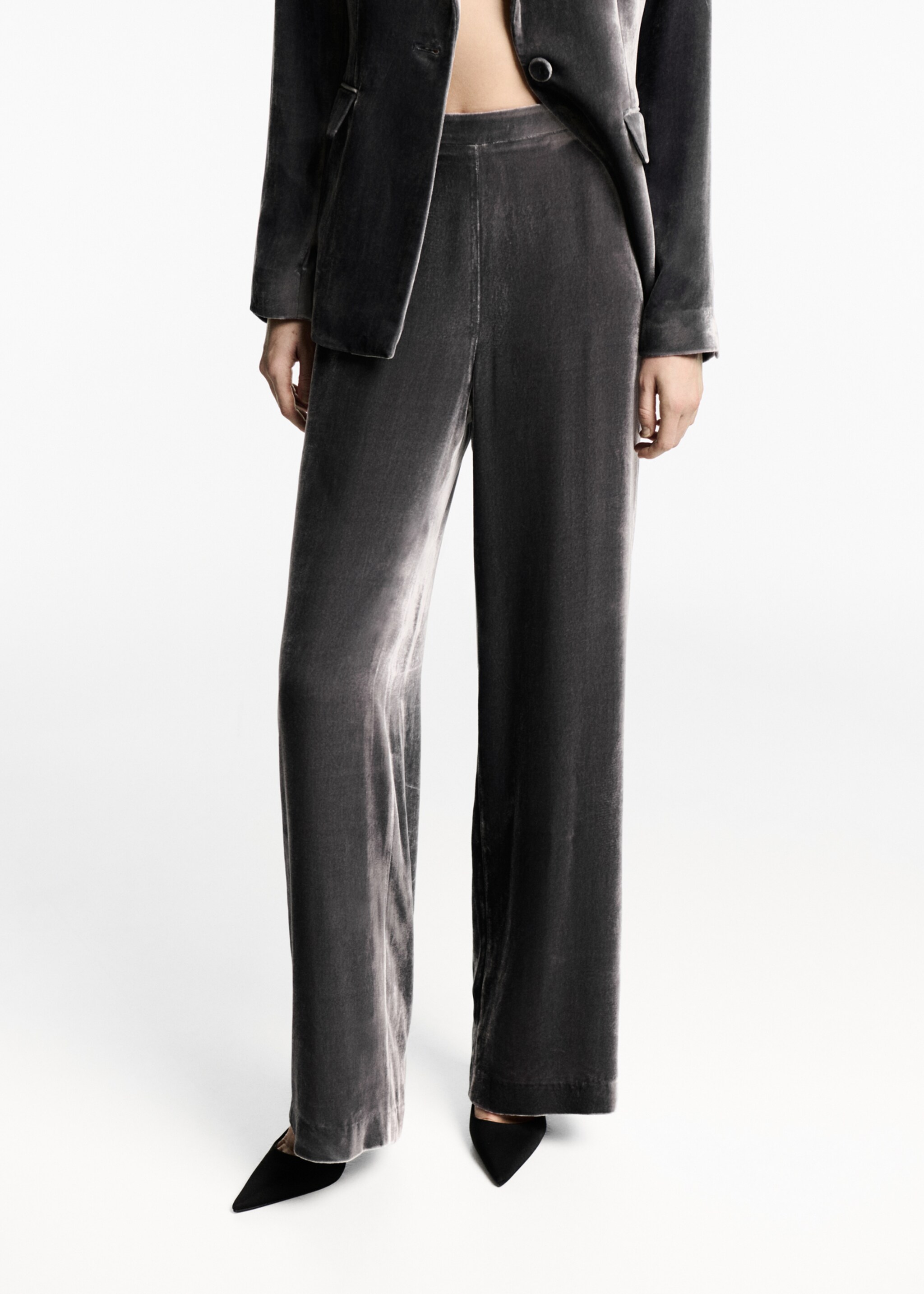 Velvet suit trousers - Medium plane, Silver. Ref: 77069239-00.