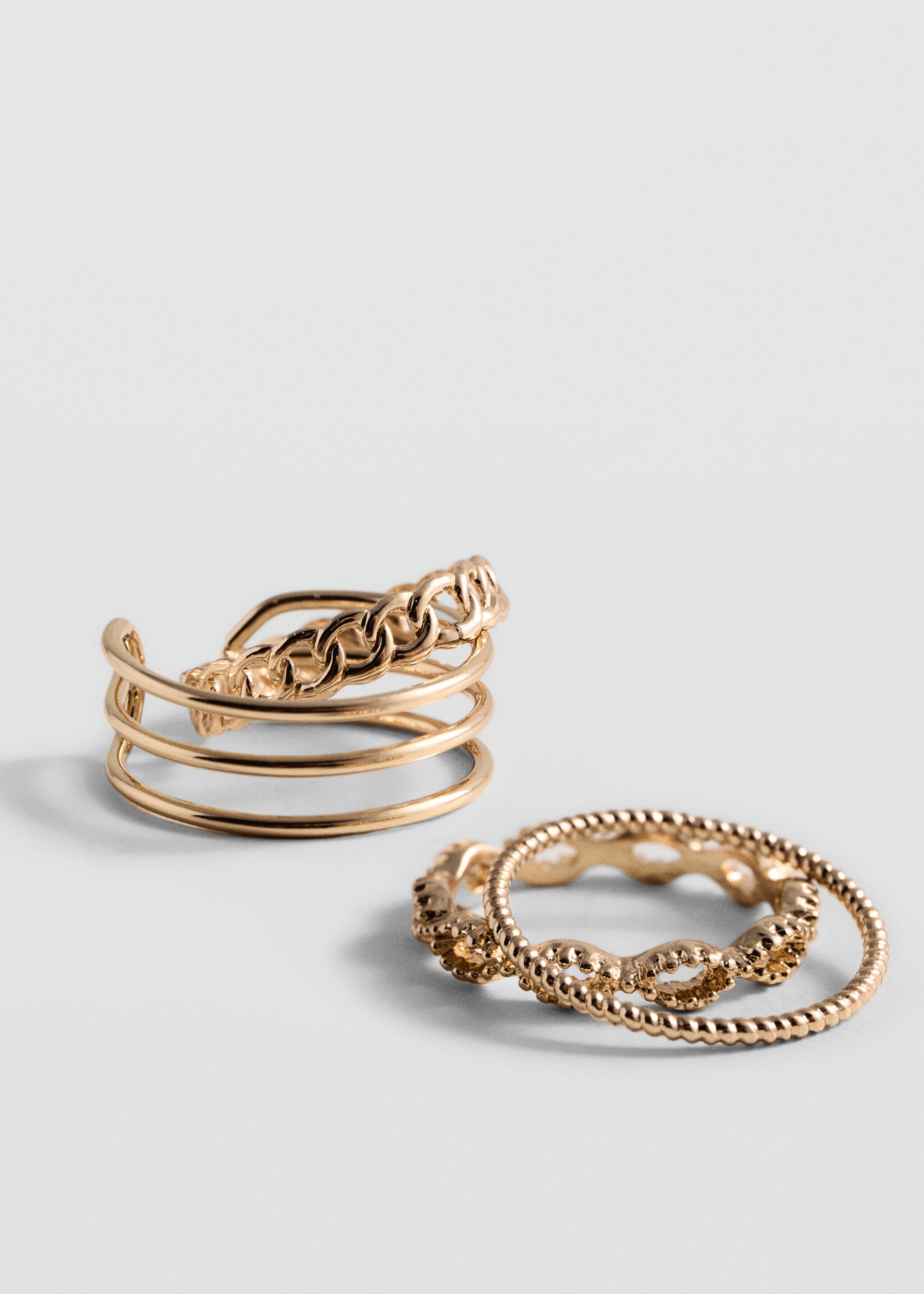 Pack 4 anillos combinados - Plano medio, Oro. Ref: 77070323-00.