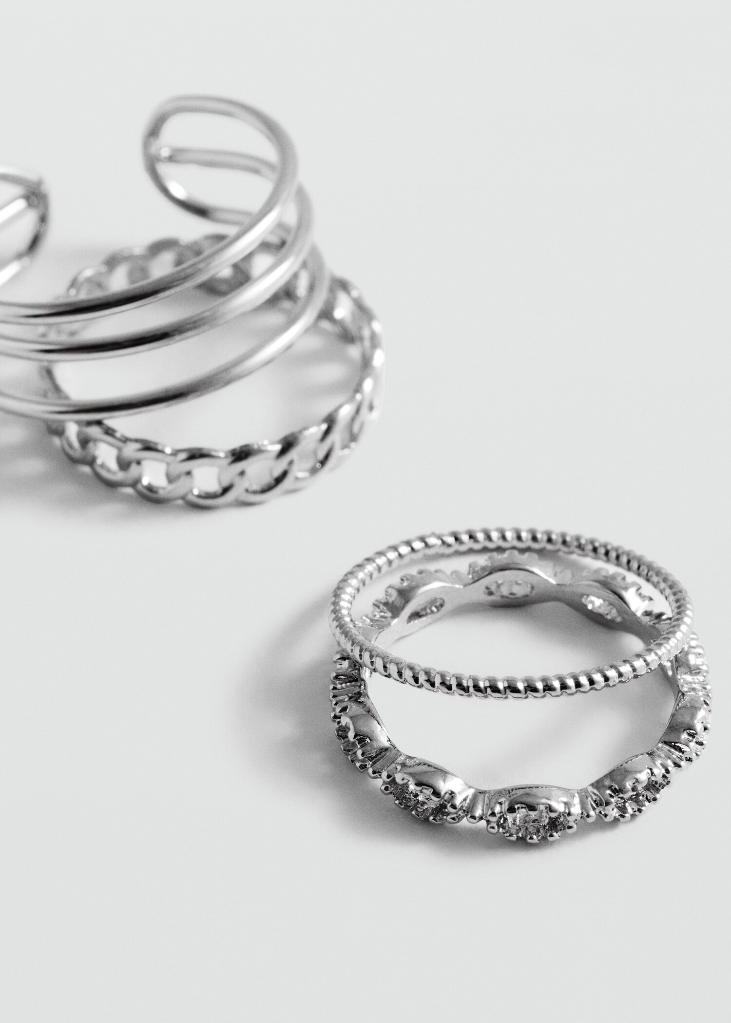 Pack 4 anillos combinados - Plano medio