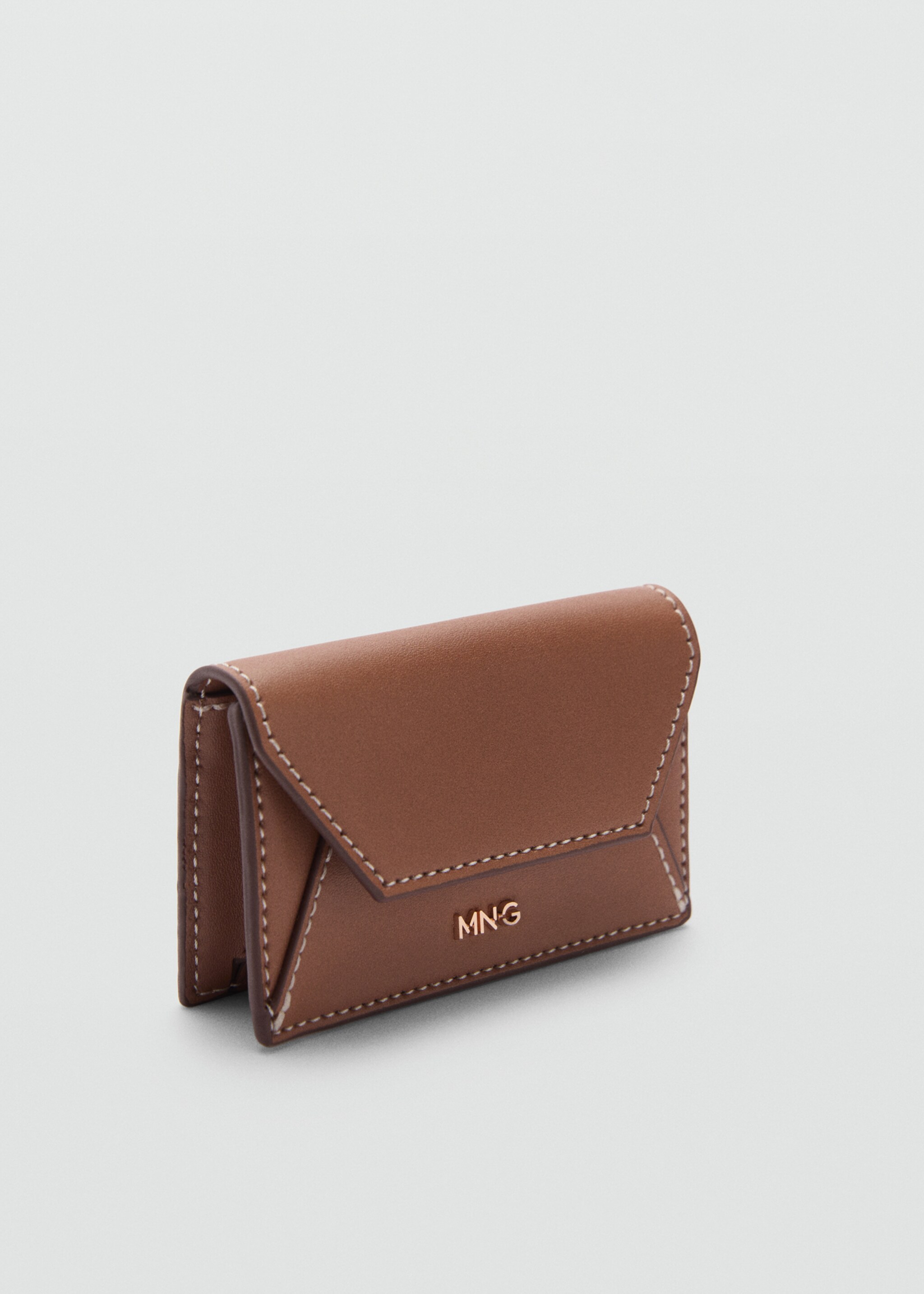 Coin purse with flap and decorative stitching - Medium plane