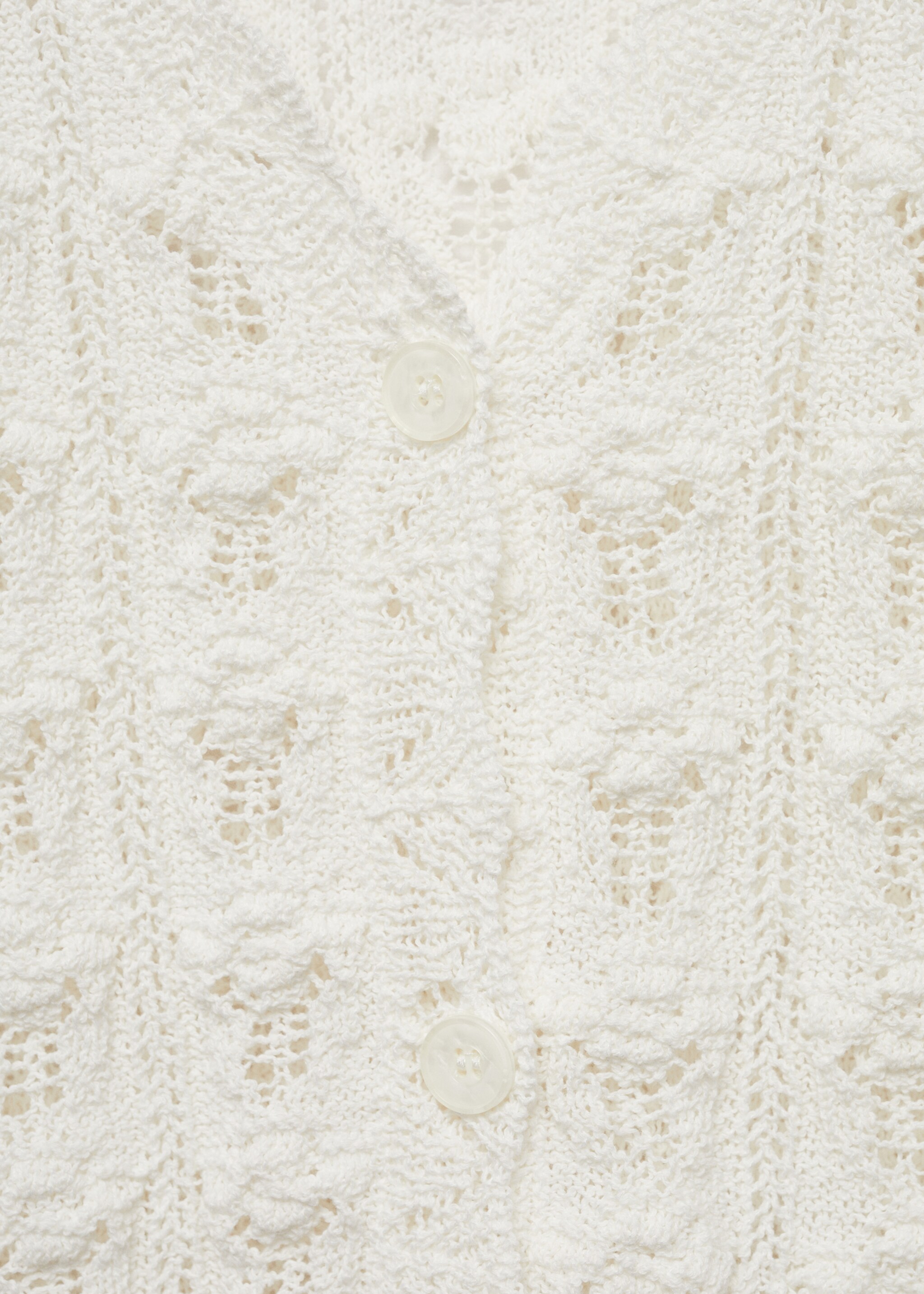 Virkad stickad cardigan - Detaljer om artikeln 8, Benvit. Ref: 77070337-00.