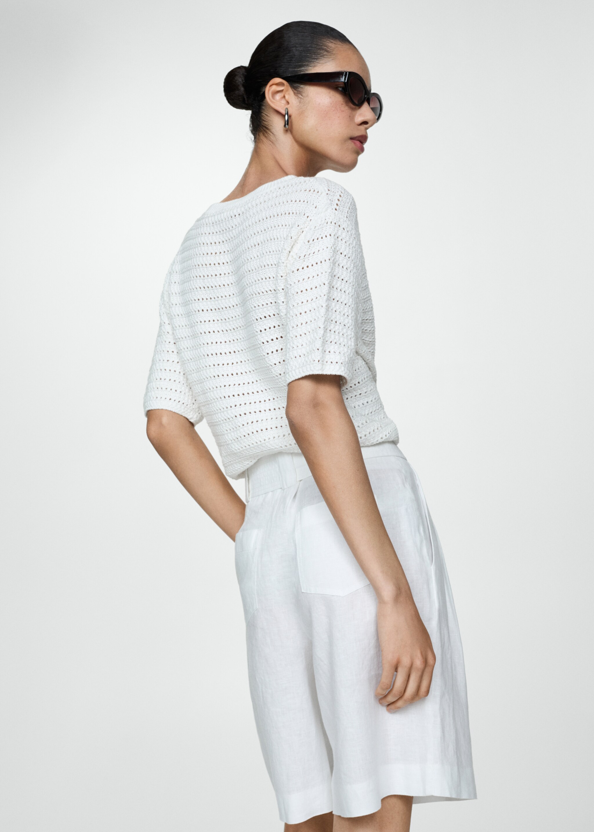 Belt linen-blend Bermuda shorts - Reverse of the article