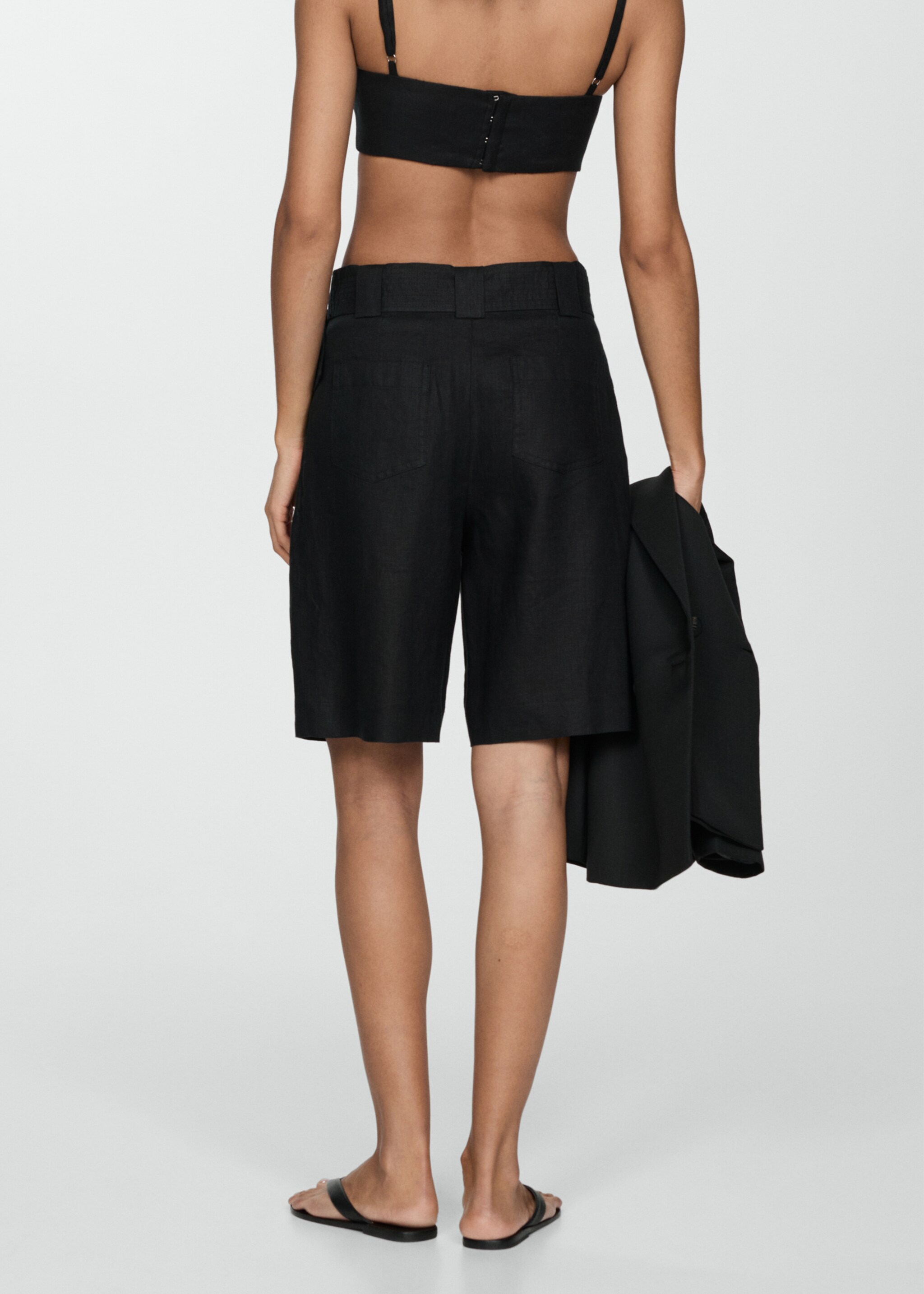 Belt linen-blend Bermuda shorts - Details of the article 2