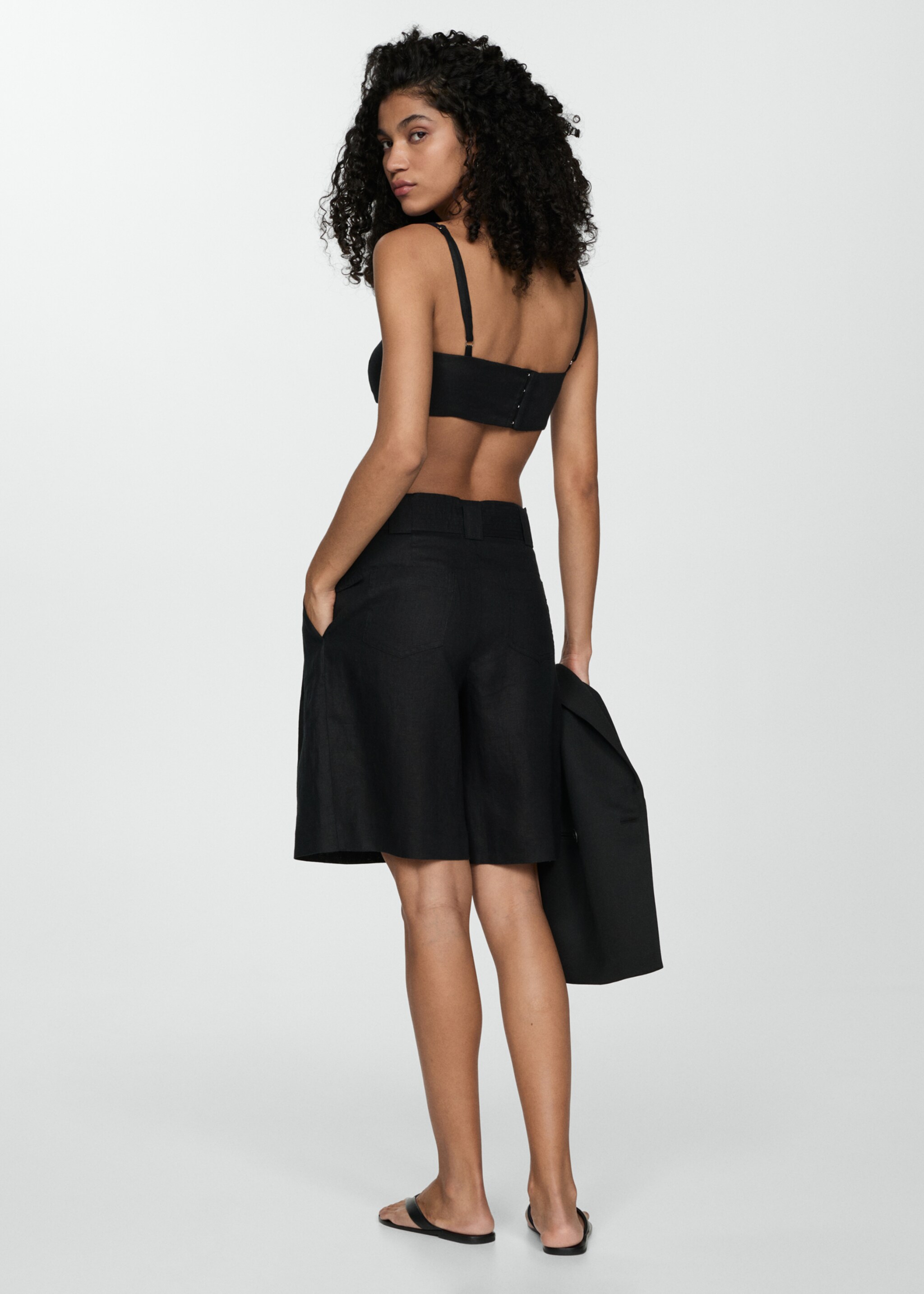 Belt linen-blend Bermuda shorts - Reverse of the article