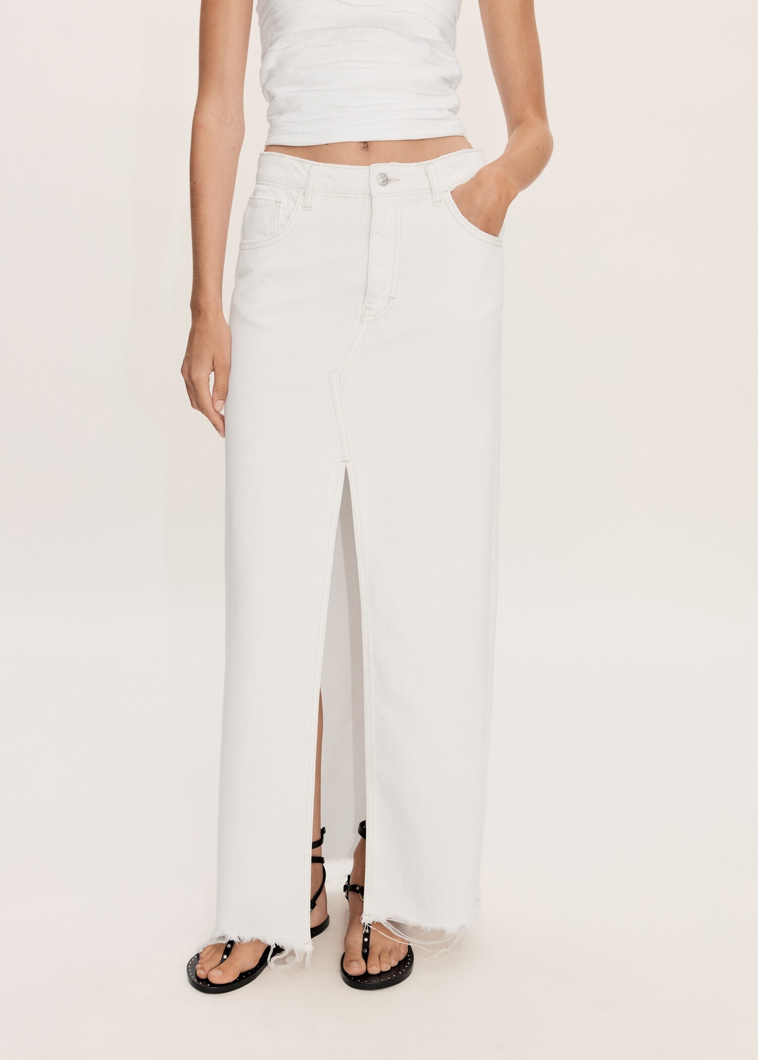Jeansrock mit Schlitz - Mittlere Ansicht
