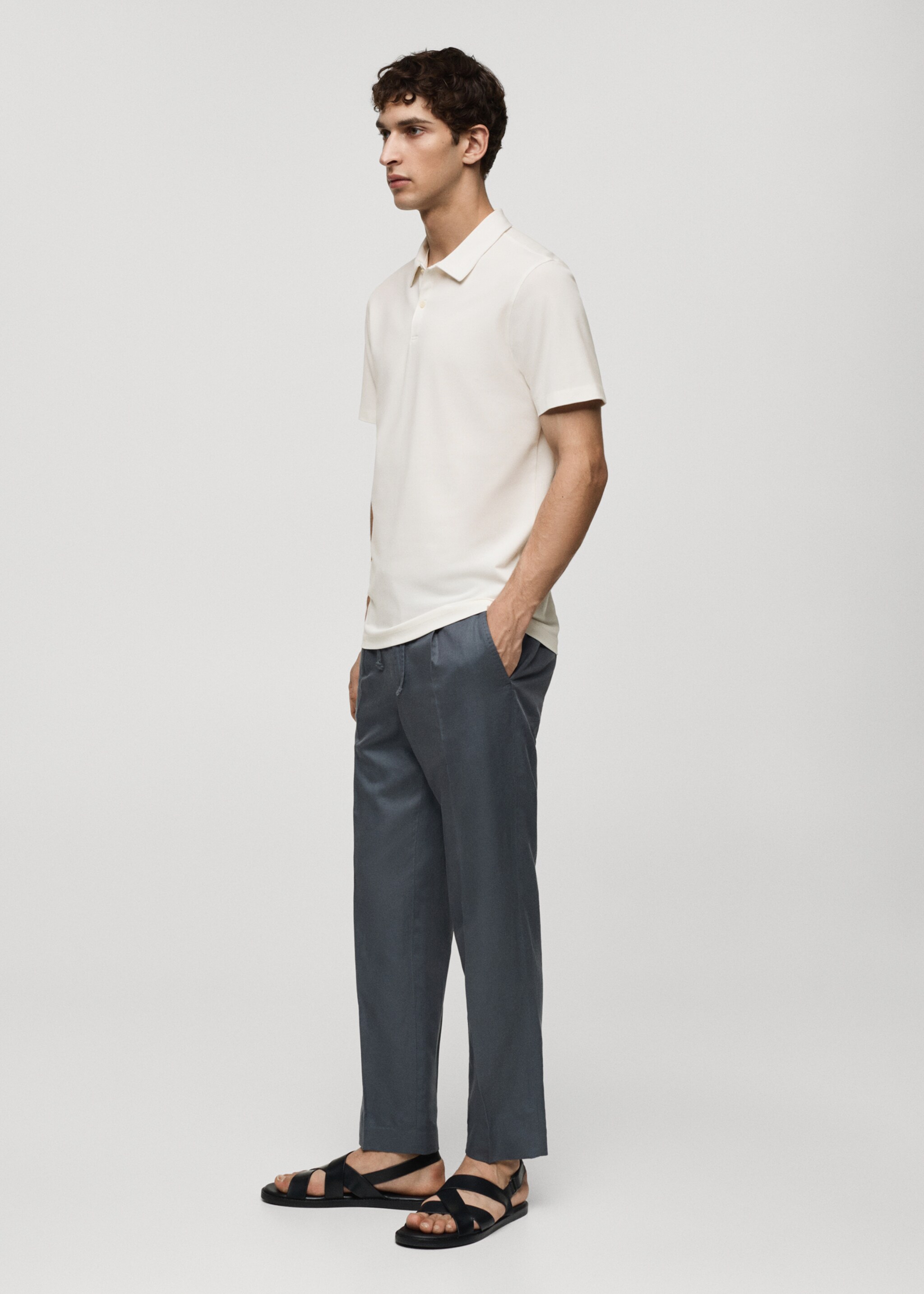 Slim-fit cotton piqué textured polo shirt - Details of the article 2