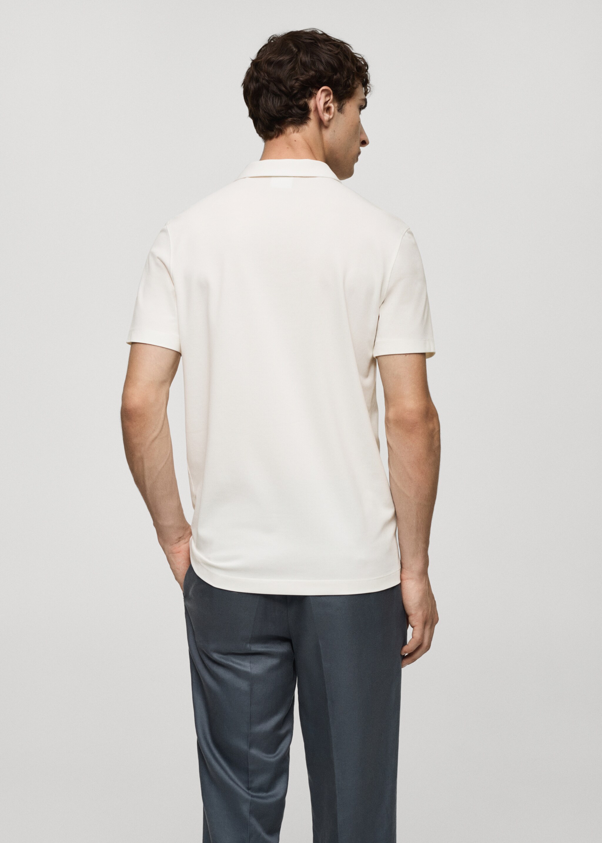 Slim-fit cotton piqué textured polo shirt - Reverse of the article