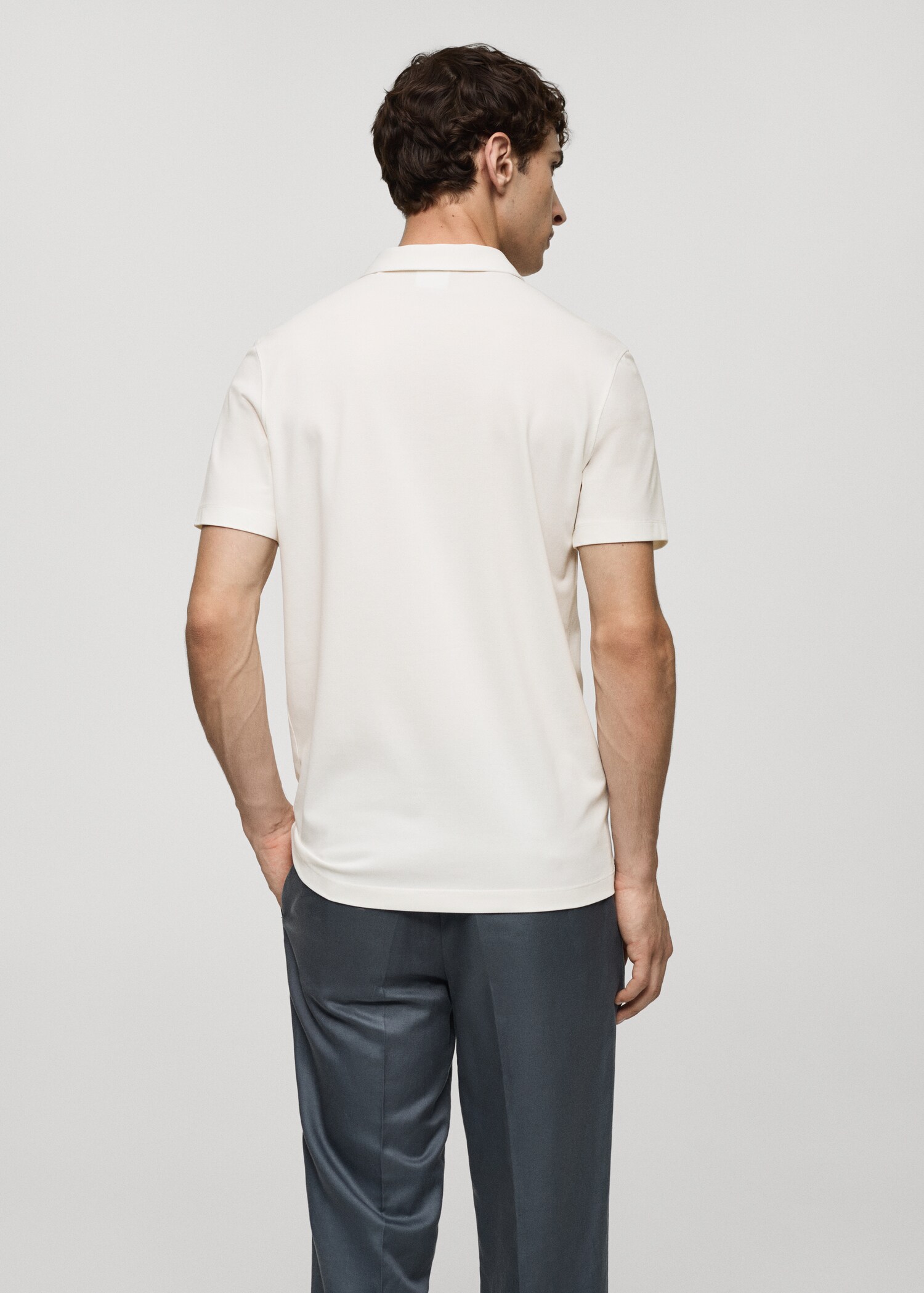 Slim-fit cotton piqué textured polo shirt - Reverse of the article