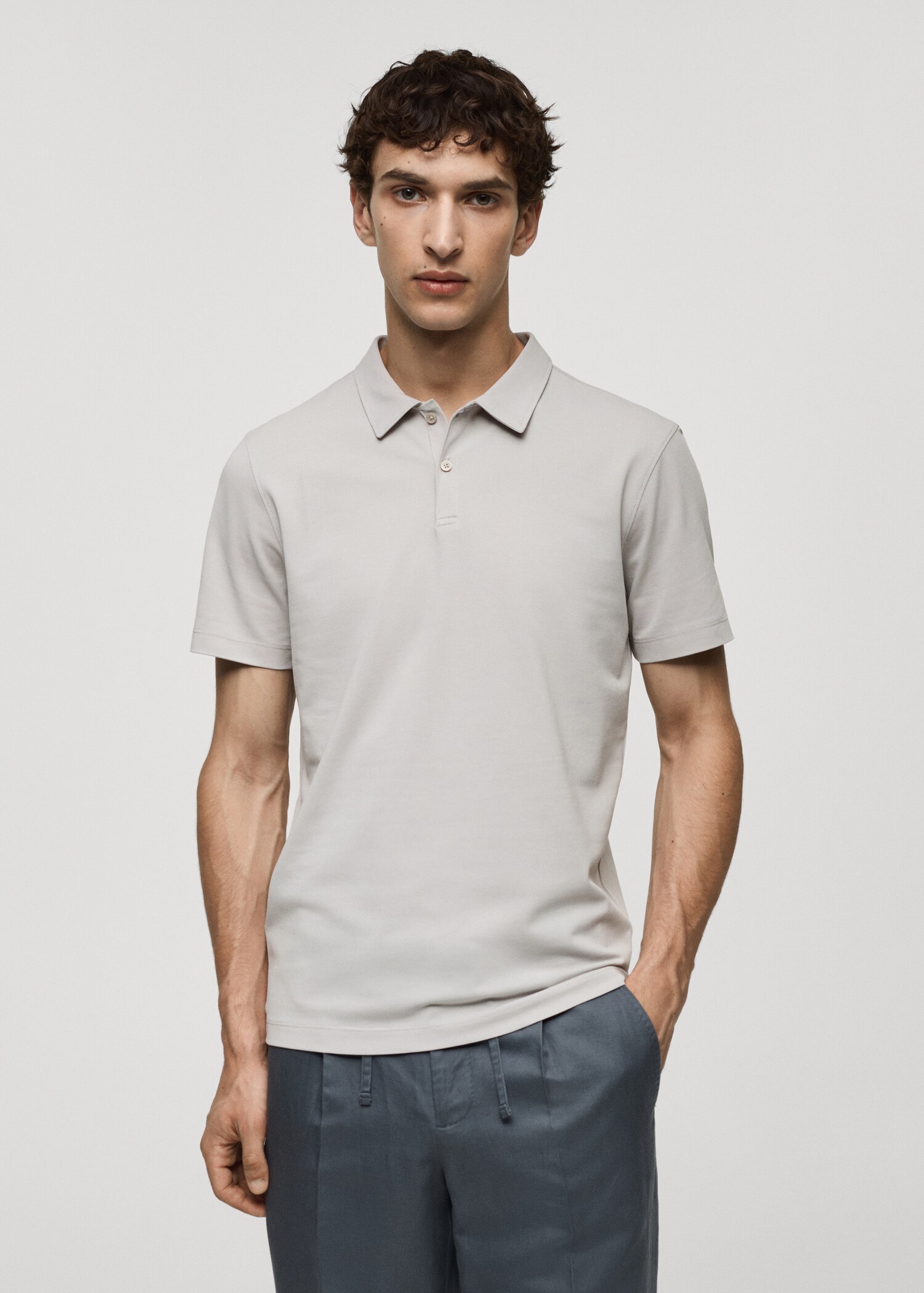 Πόλο slim fit βαμβάκι πικέ υφή - Μεσαίο πλάνο