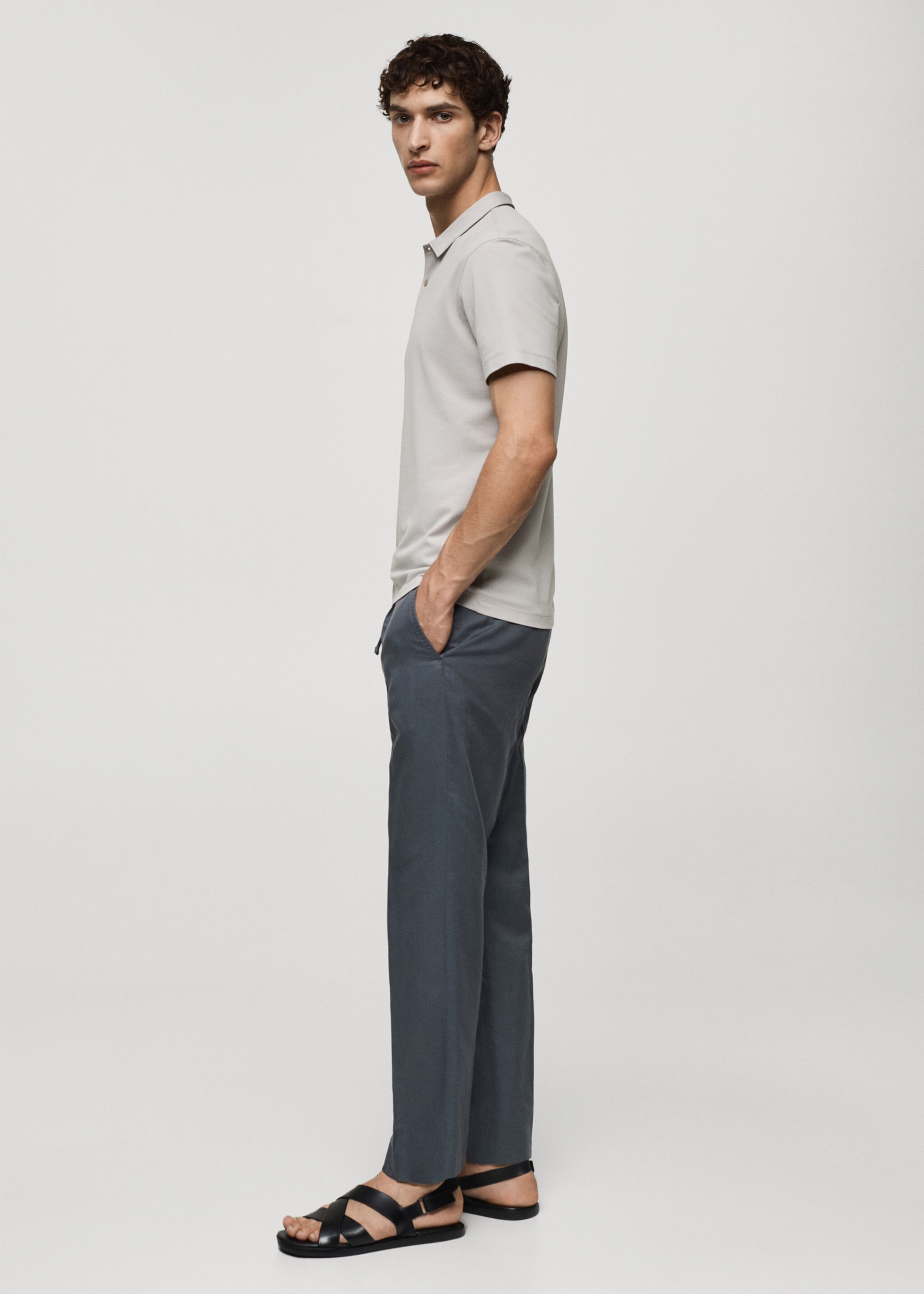 Slim-fit cotton piqué textured polo shirt - Details of the article 2