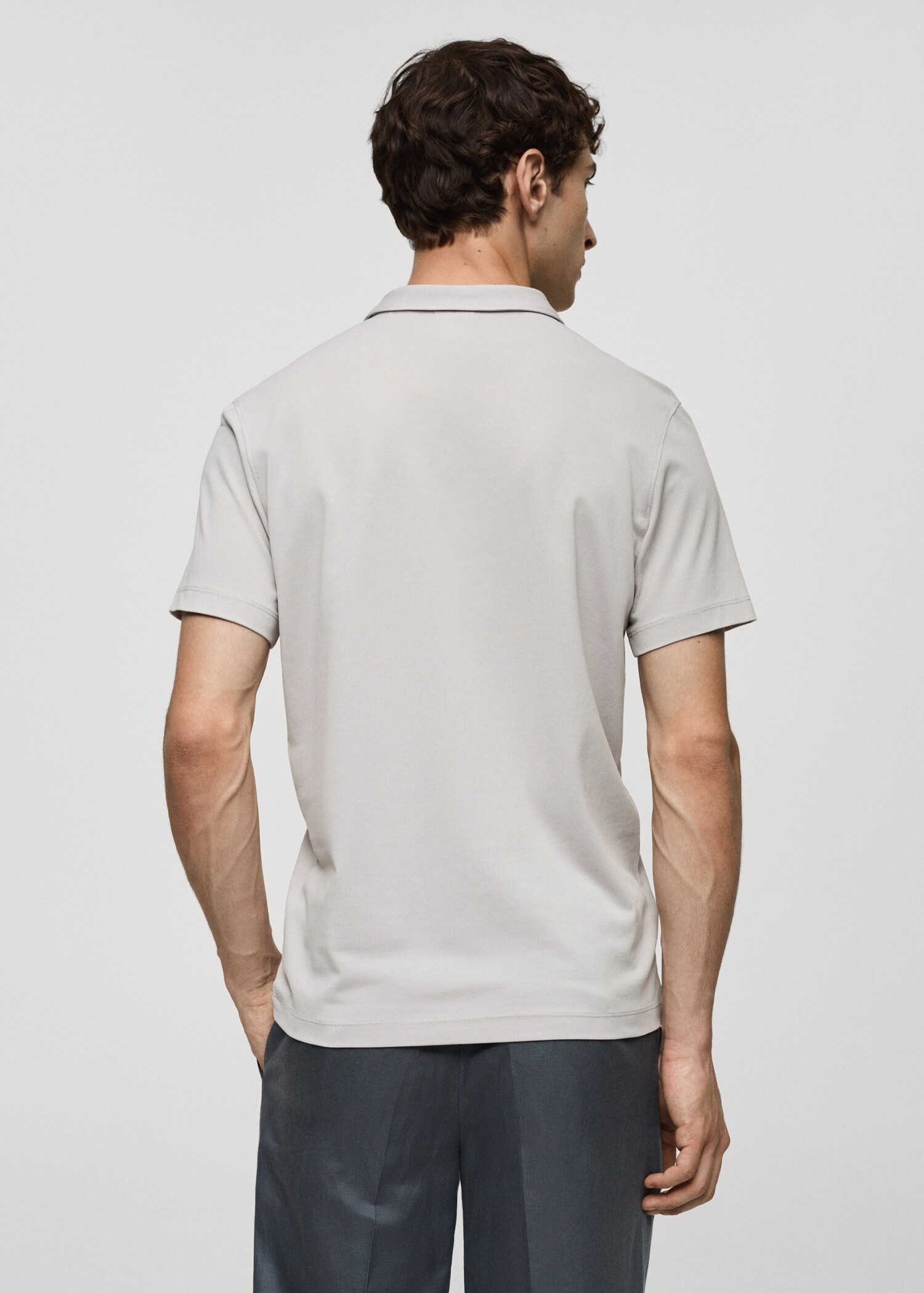 Πόλο slim fit βαμβάκι πικέ υφή - Πίσω όψη προϊόντος