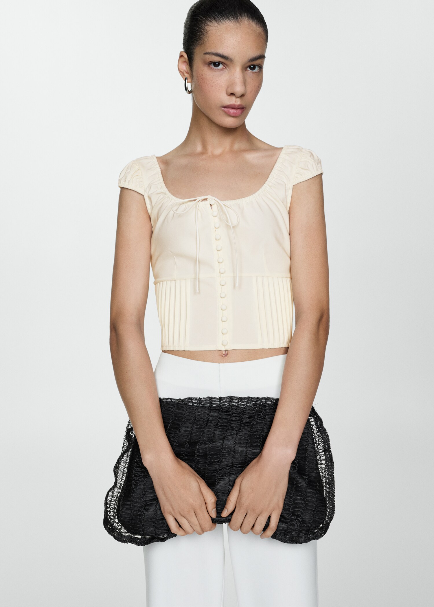Crop Top mit Knöpfen - Mittlere Ansicht