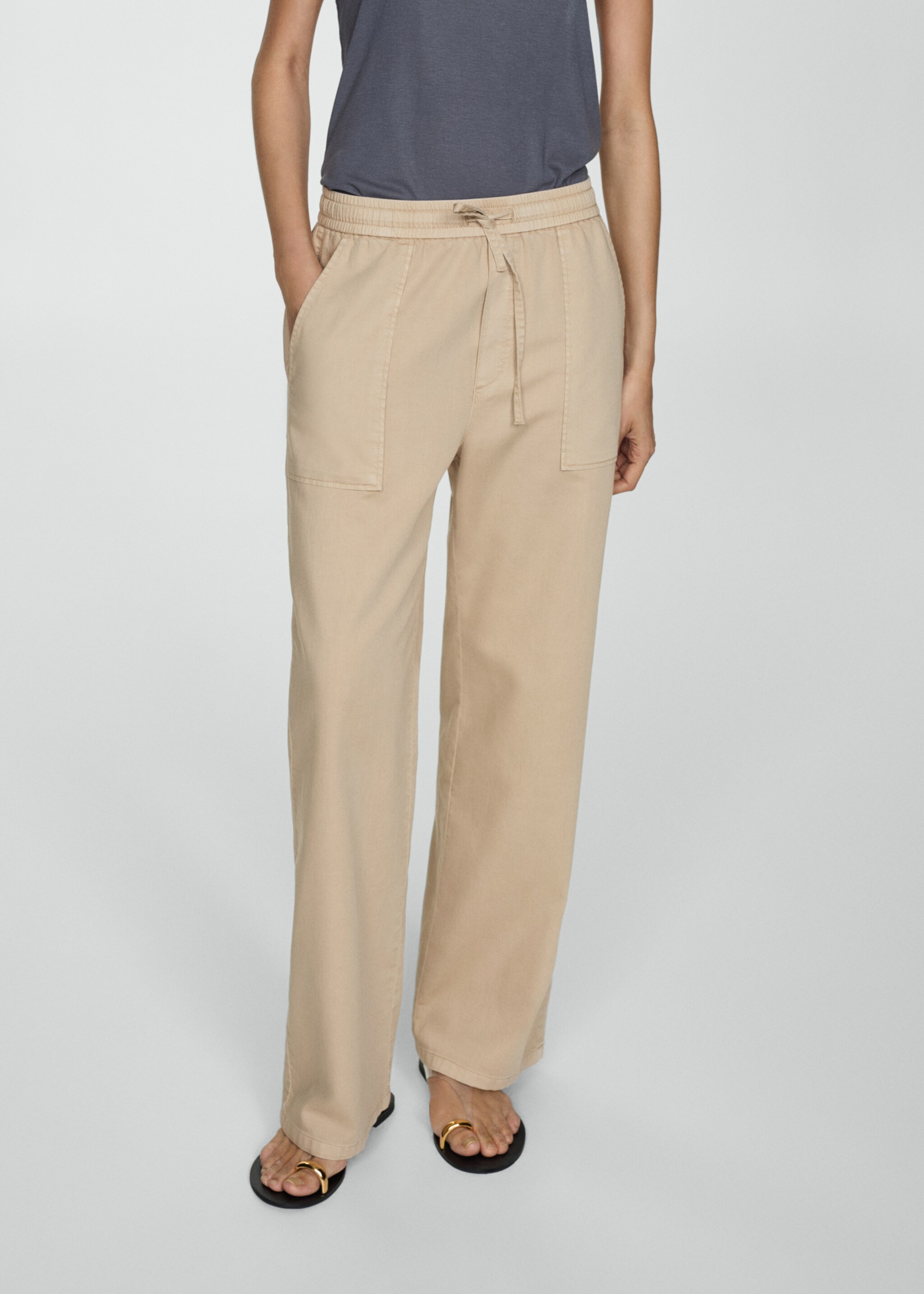 Elastic waist cotton trousers - Medium plane