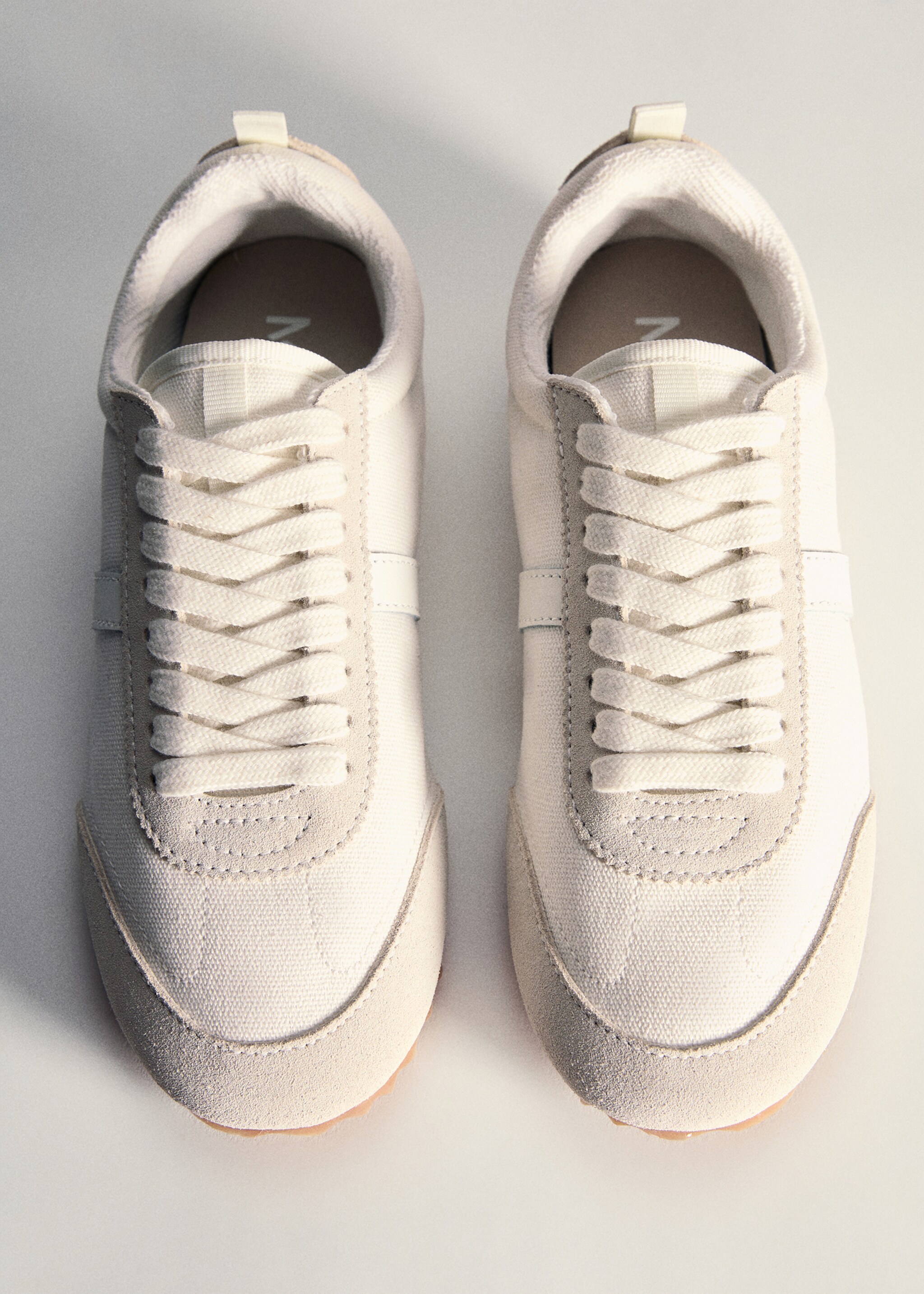 Buty sportowe płócienne ze skórzanymi wstawkami - Szczegóły artykułu 5, Beżowy. Ref: 77070363-00.