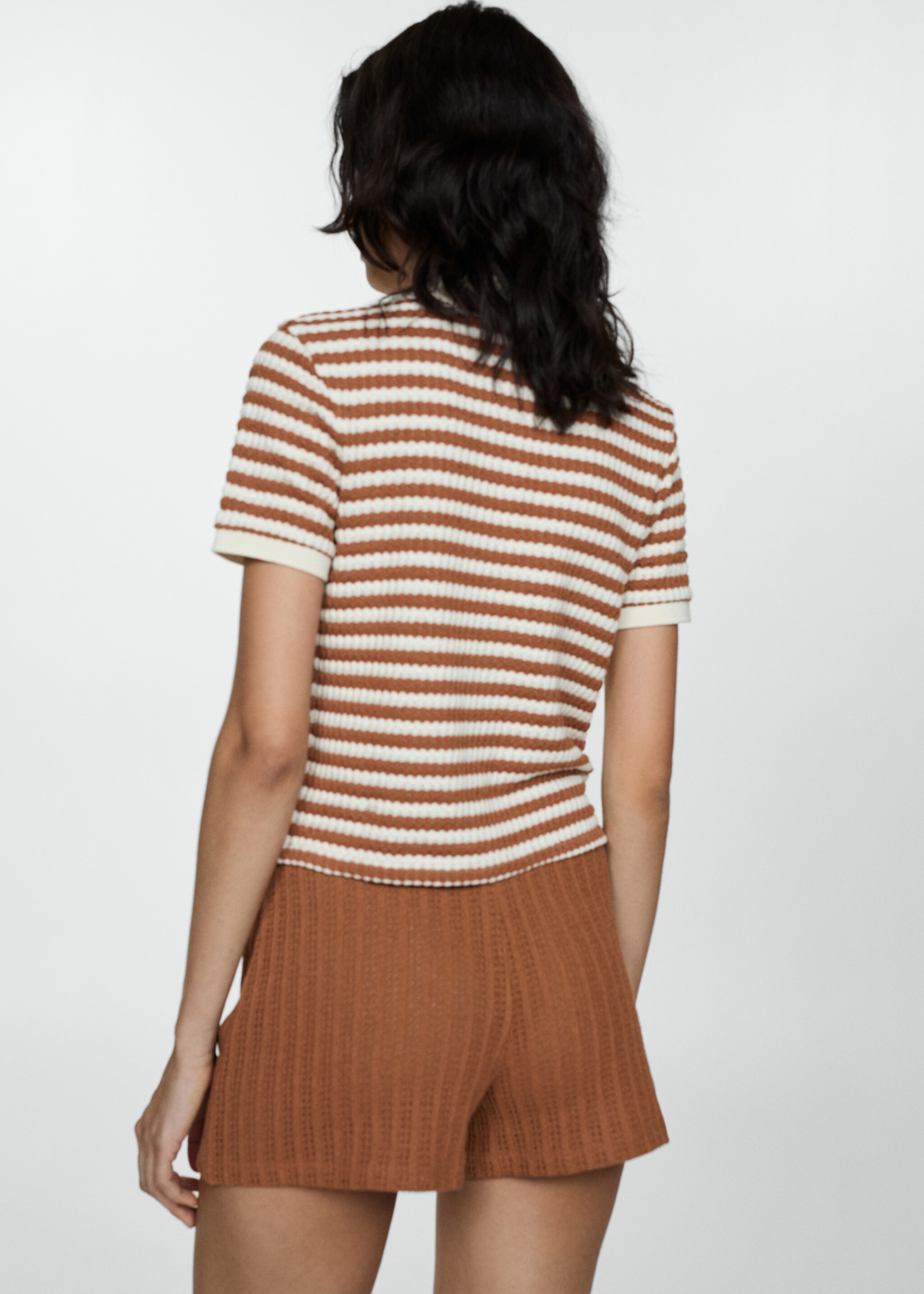 Combined knitted t-shirt - Reverse of the article, Caramel. Ref: 77070366-00.