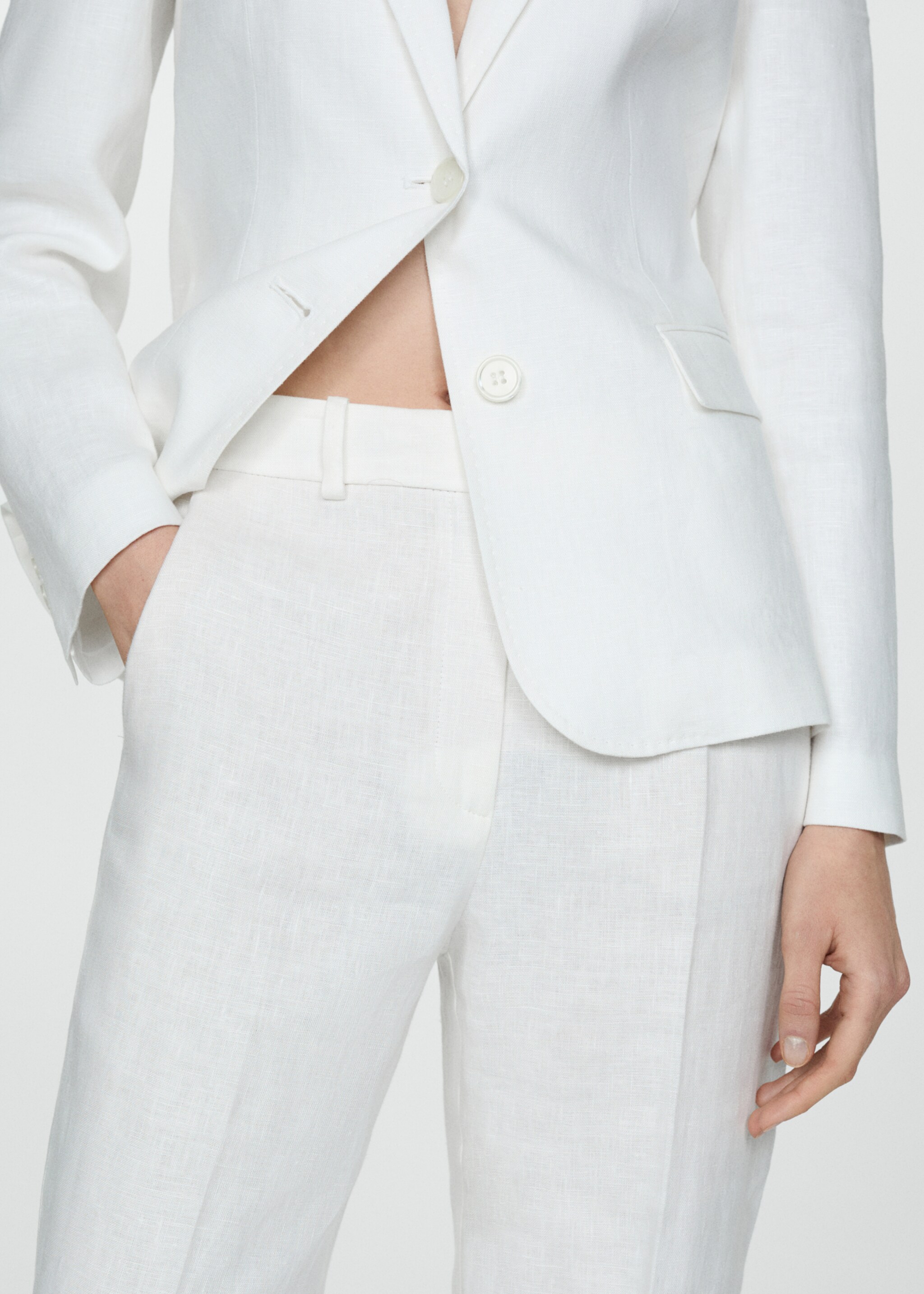 Dressbukse i 100% lin - Artikkeldetalj 1, Hvit. Ref: 77070369-00.