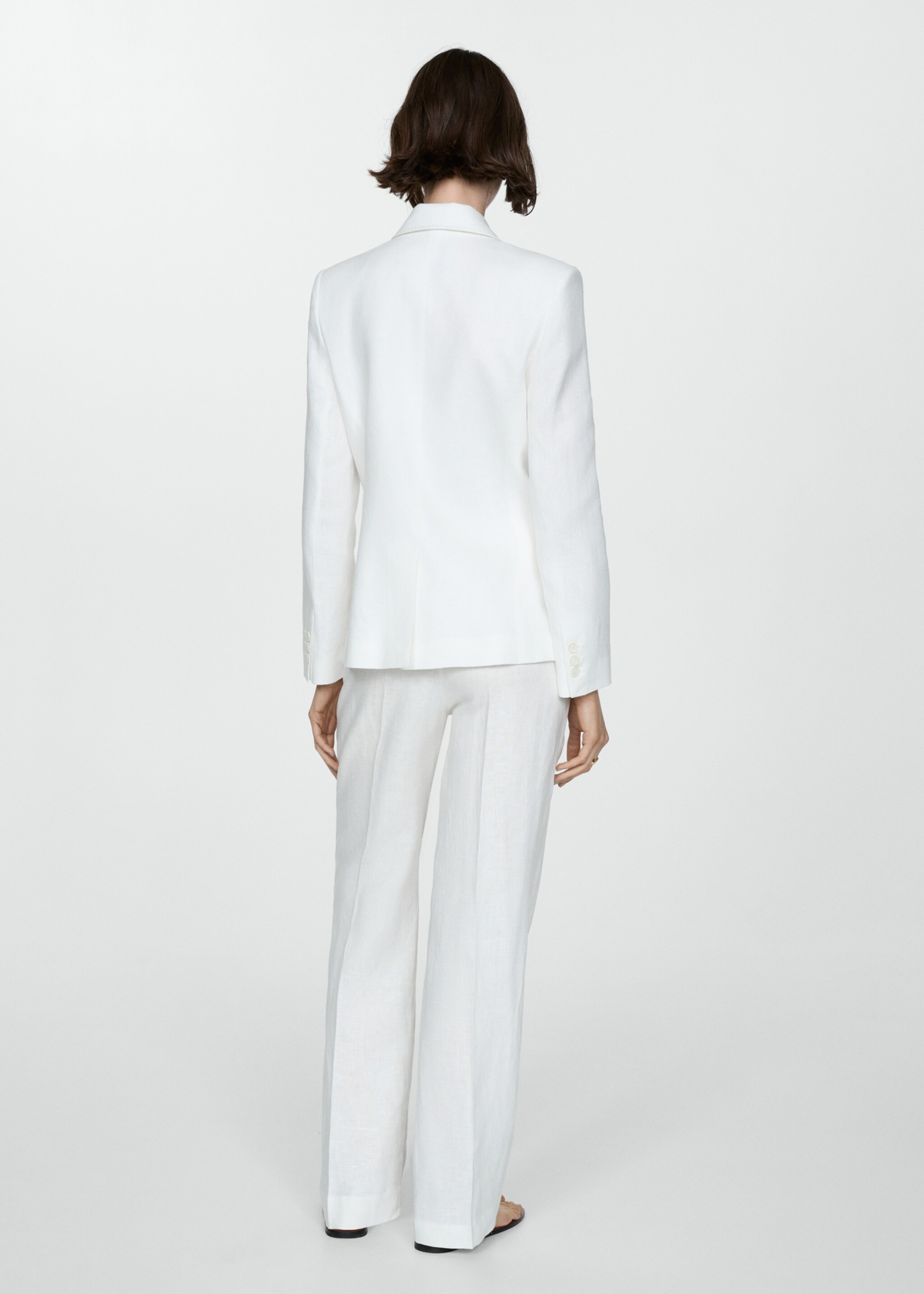 Dressbukse i 100% lin - Baksiden av artikkelen, Hvit. Ref: 77070369-00.