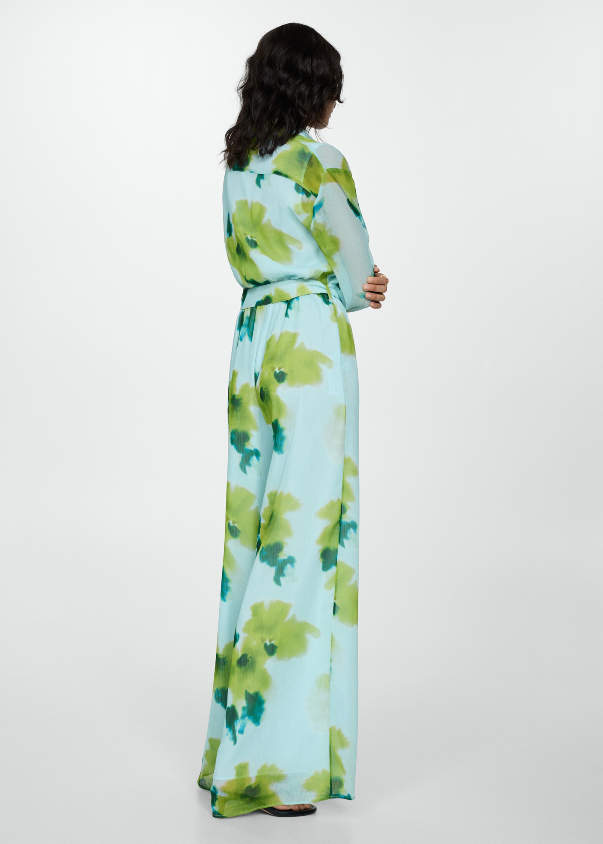 Bedrukte jumpsuit met strik - Achterkant van het artikel