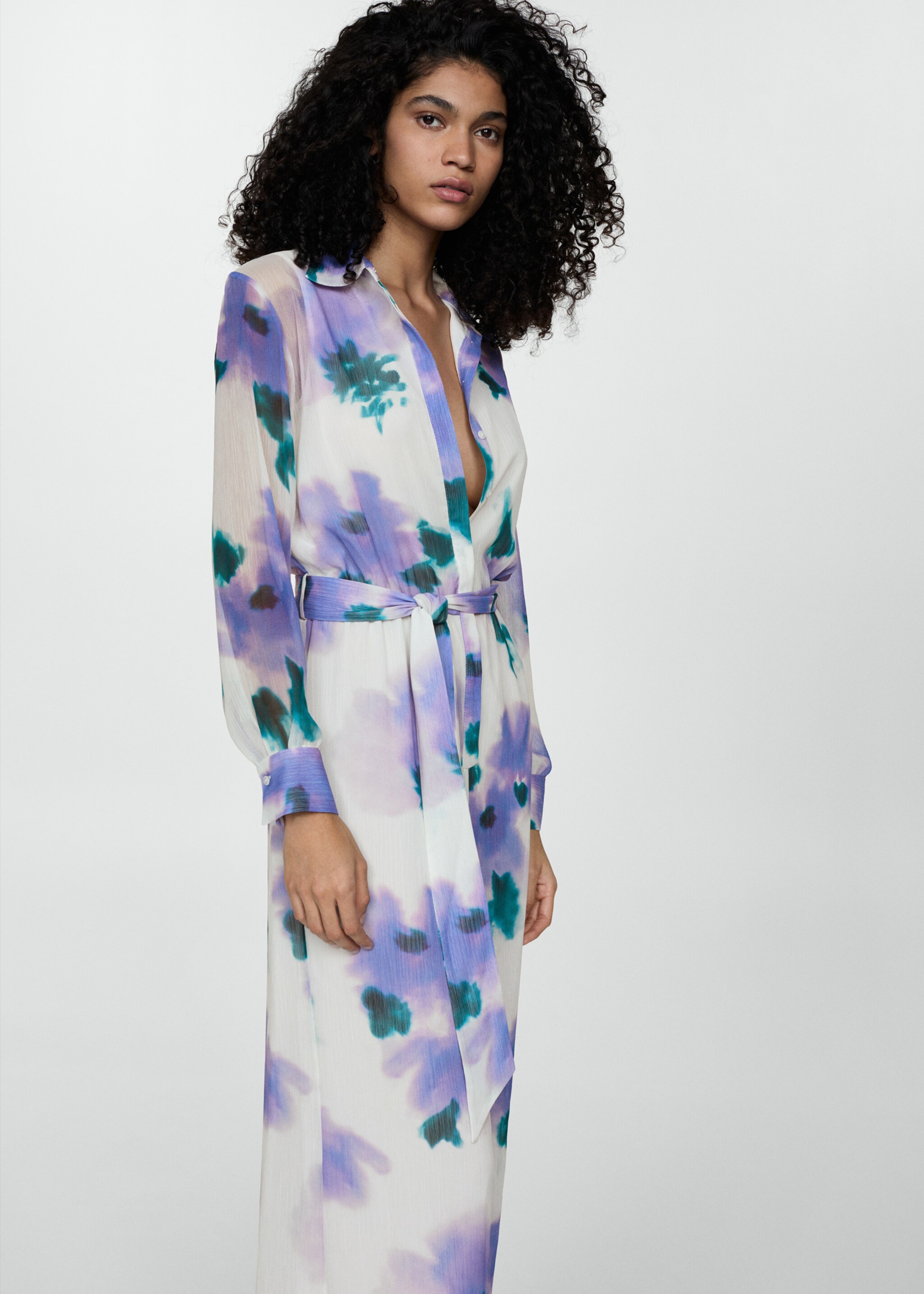 Printed jumpsuit with bow - Medium plane, Purple. Ref: 77070376-00.