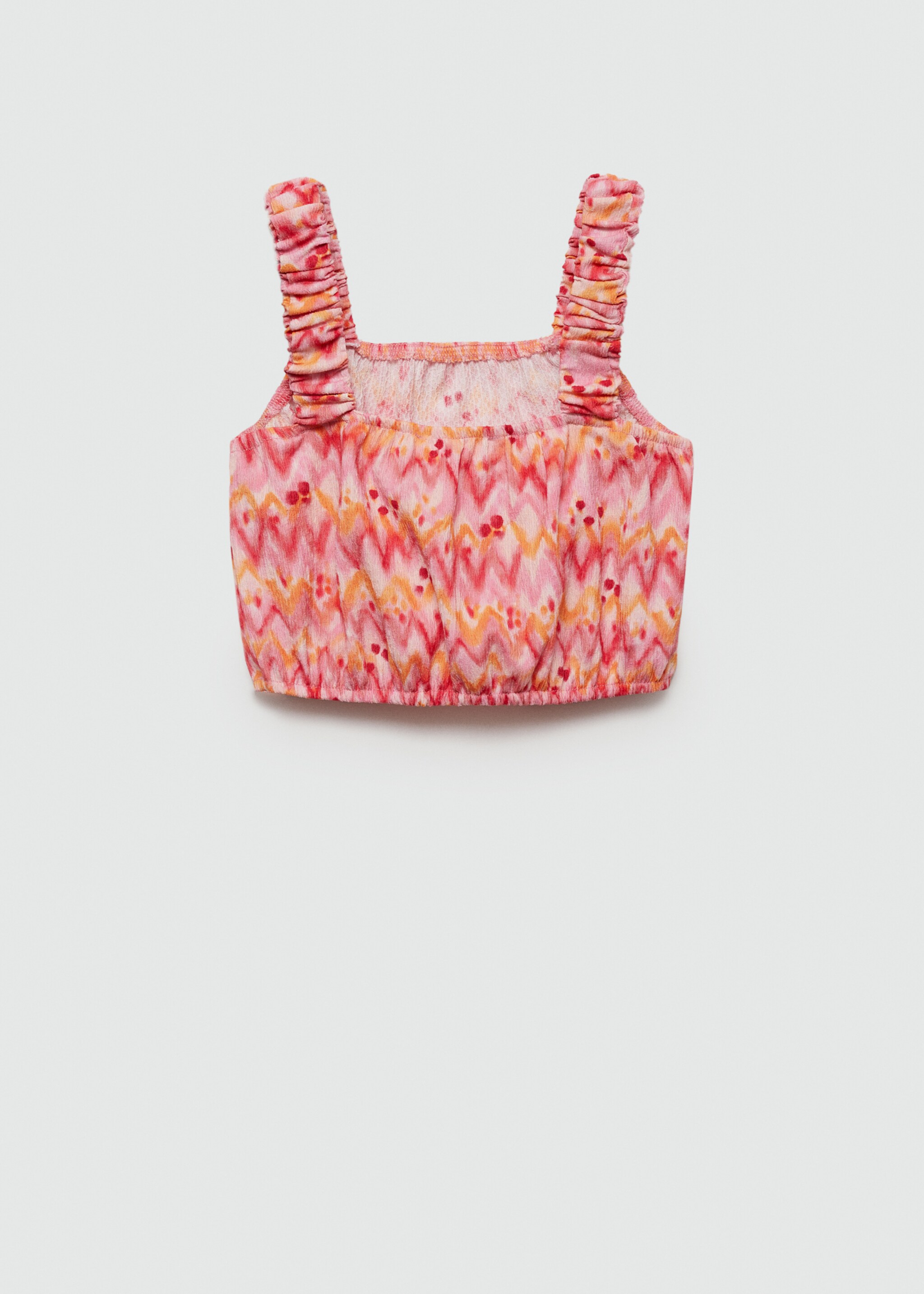 Top crop imprimé - Verso de l’article, Fuchsia. Ref: 77070387-00.