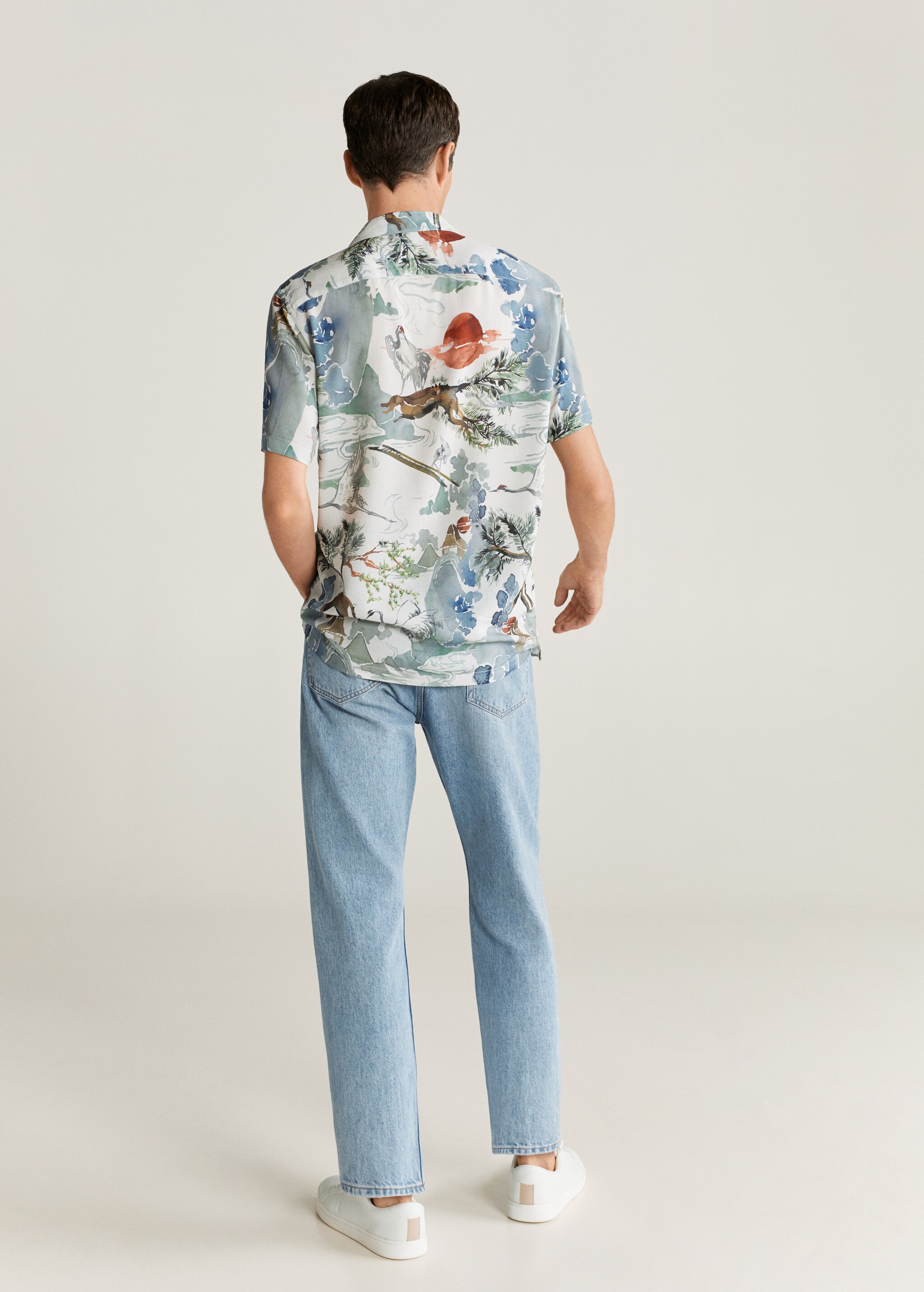 Camisa rayas 100% algodón cuello bowling - Reverso del artículo