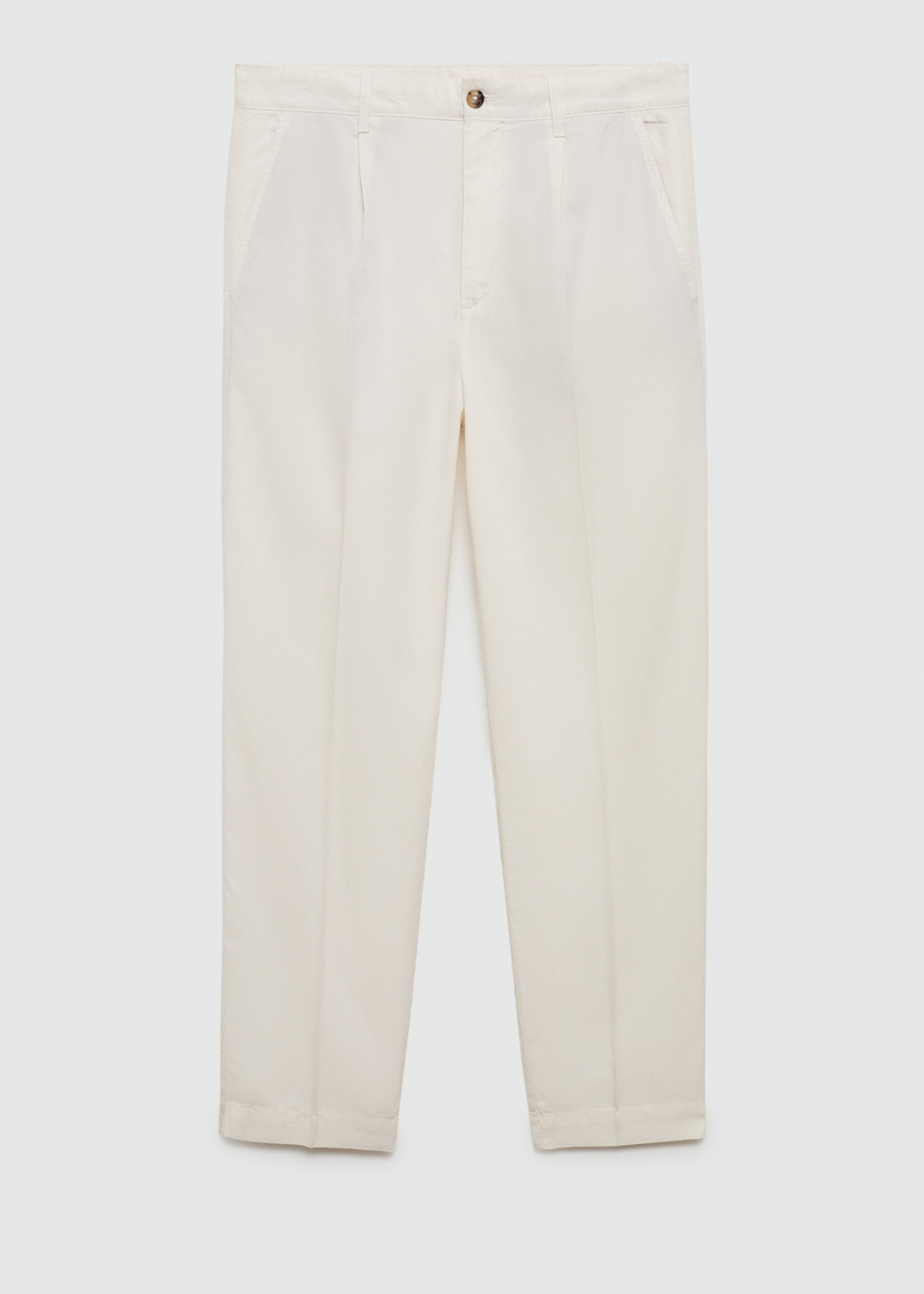 Cotton lyocell pleated trousers - Article without model, Off White. Ref: 77070562-00.