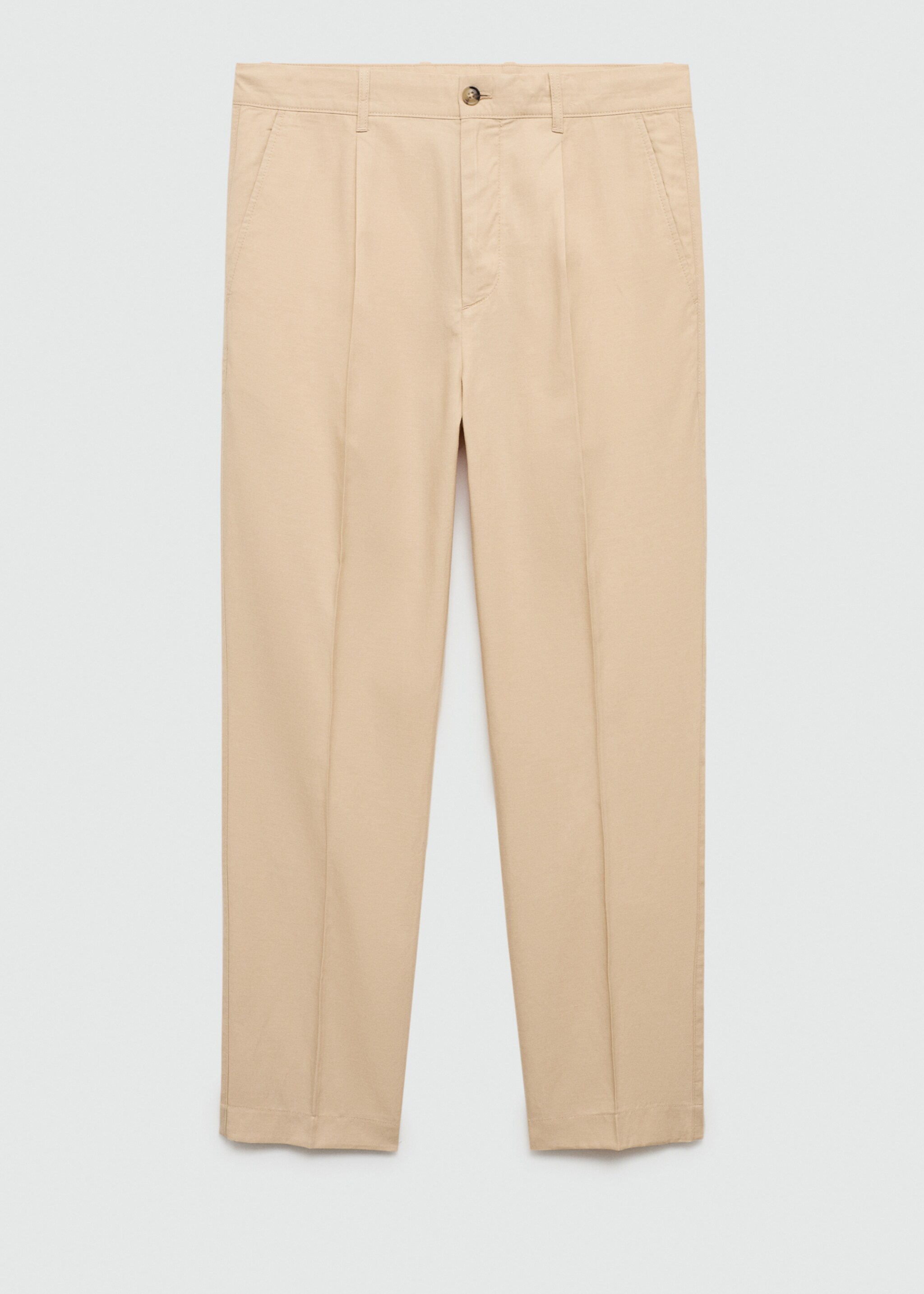 Bundfaltenhose aus Lyocell mit Baumwolle - Artikel ohne Model, Vanille. Ref: 77070562-00.