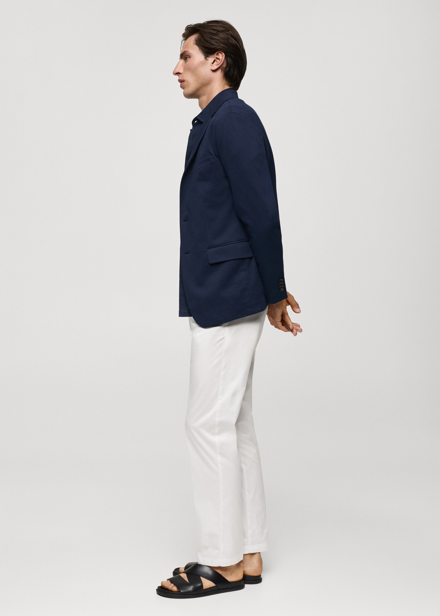 Structured slim fit cotton blazer - Details of the article 2
