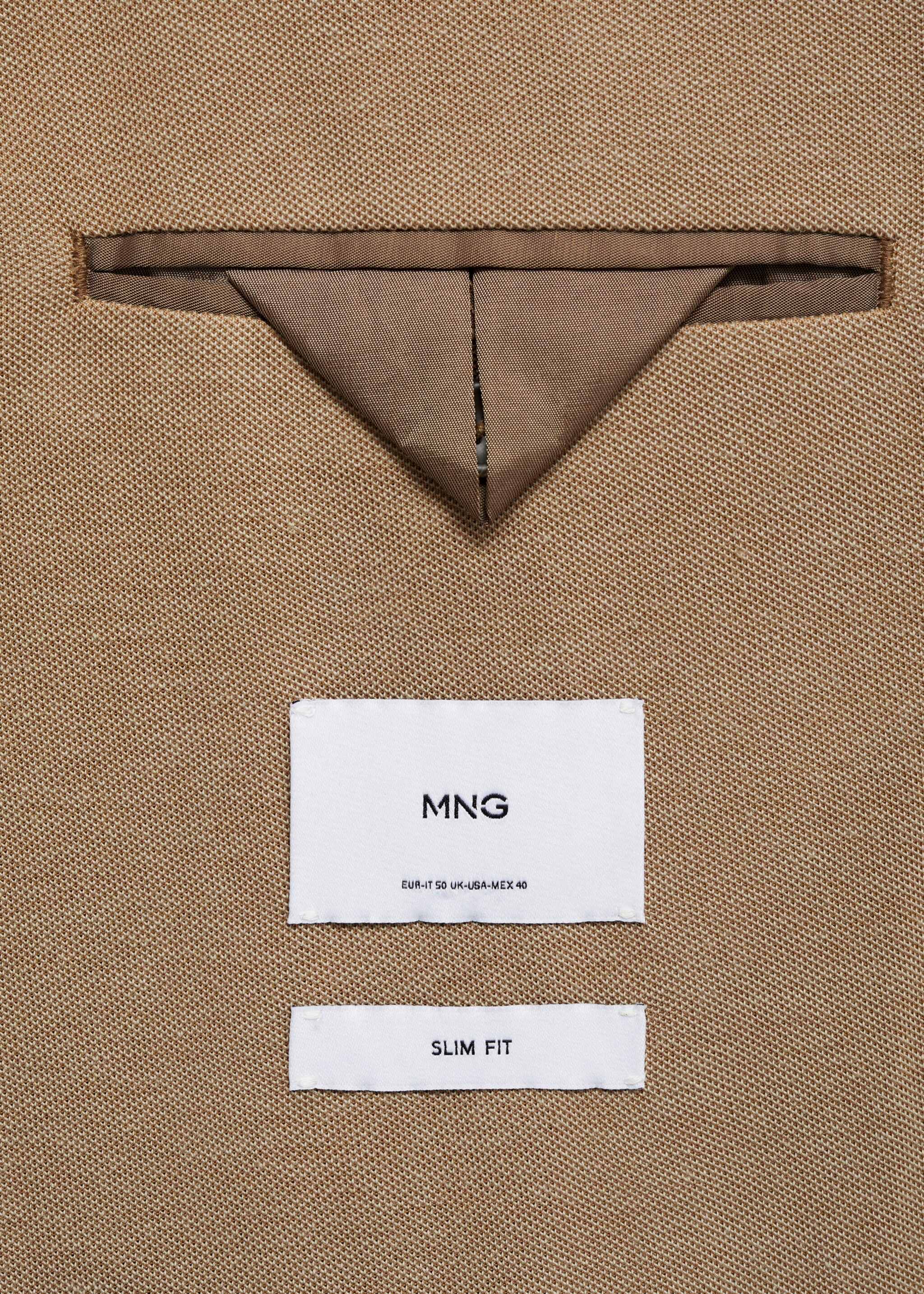 Slim fit mikrostrukturirani sako - Detalji artikla 0, Srednje smeđa. Ref: 77070570-00.