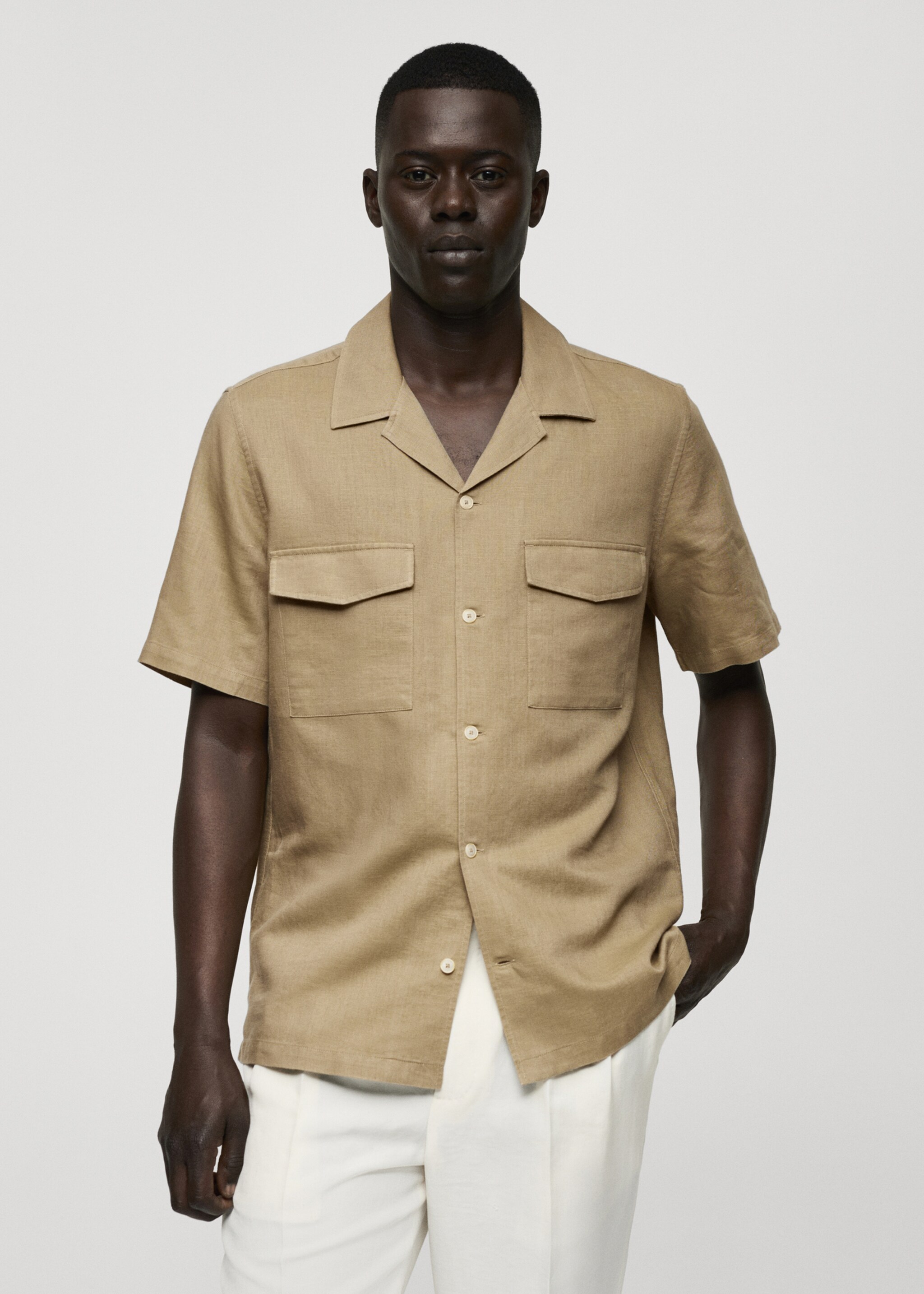 Regular-fit linen cotton shirt - Medium plane