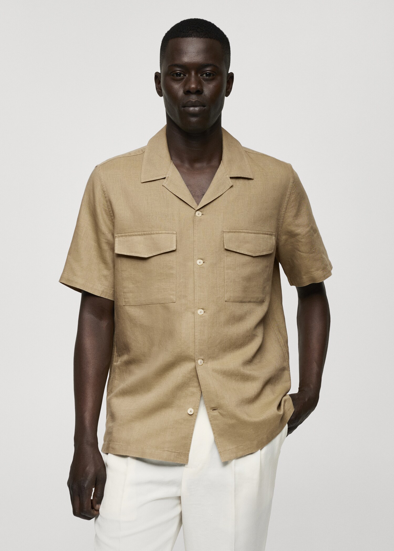 Camisa regular fit lino algodón - Plano medio