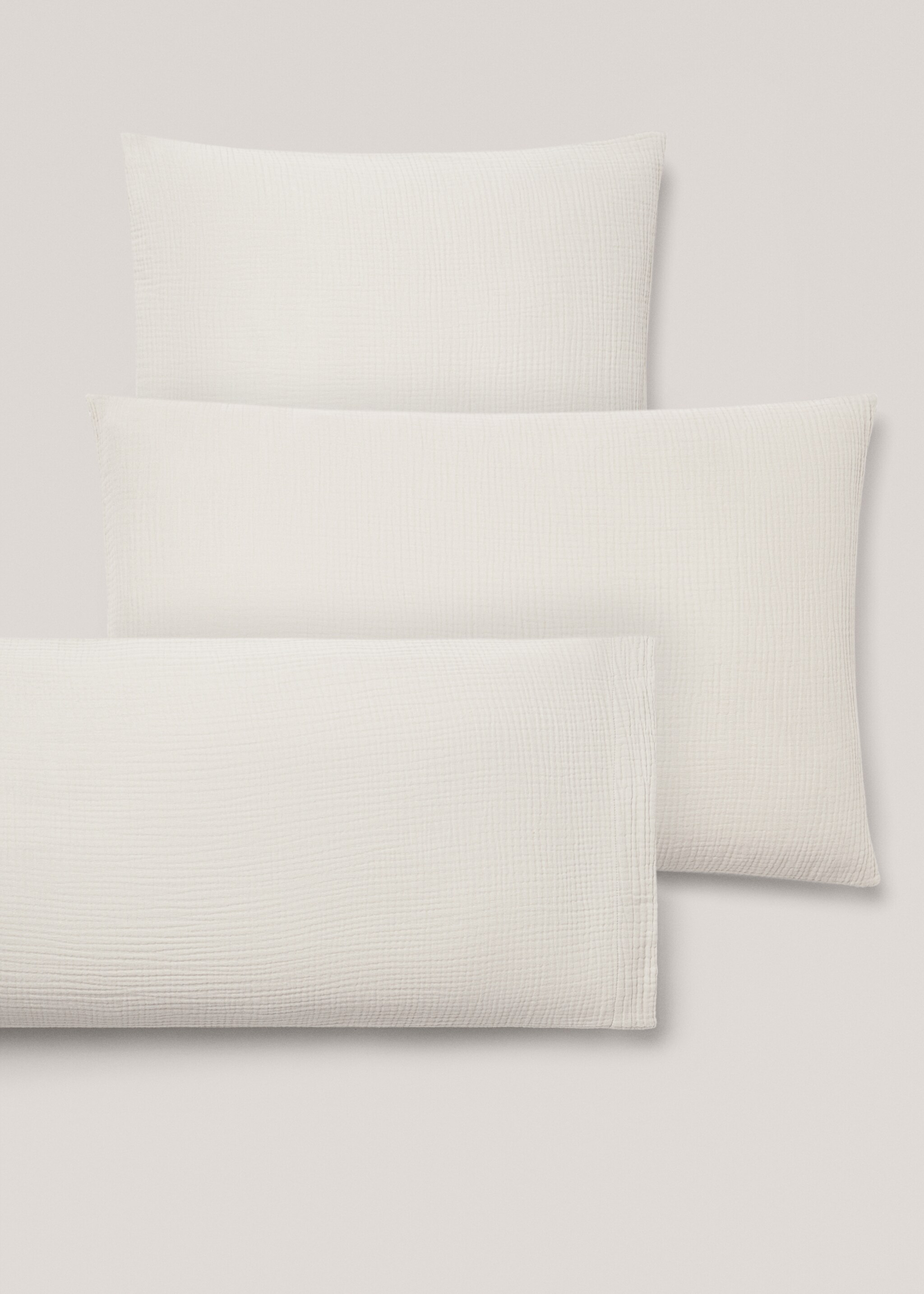 Cotton gauze pillowcase 45x110cm - Details of the article 3, Light/Pastel Grey. Ref: 77070572-00.
