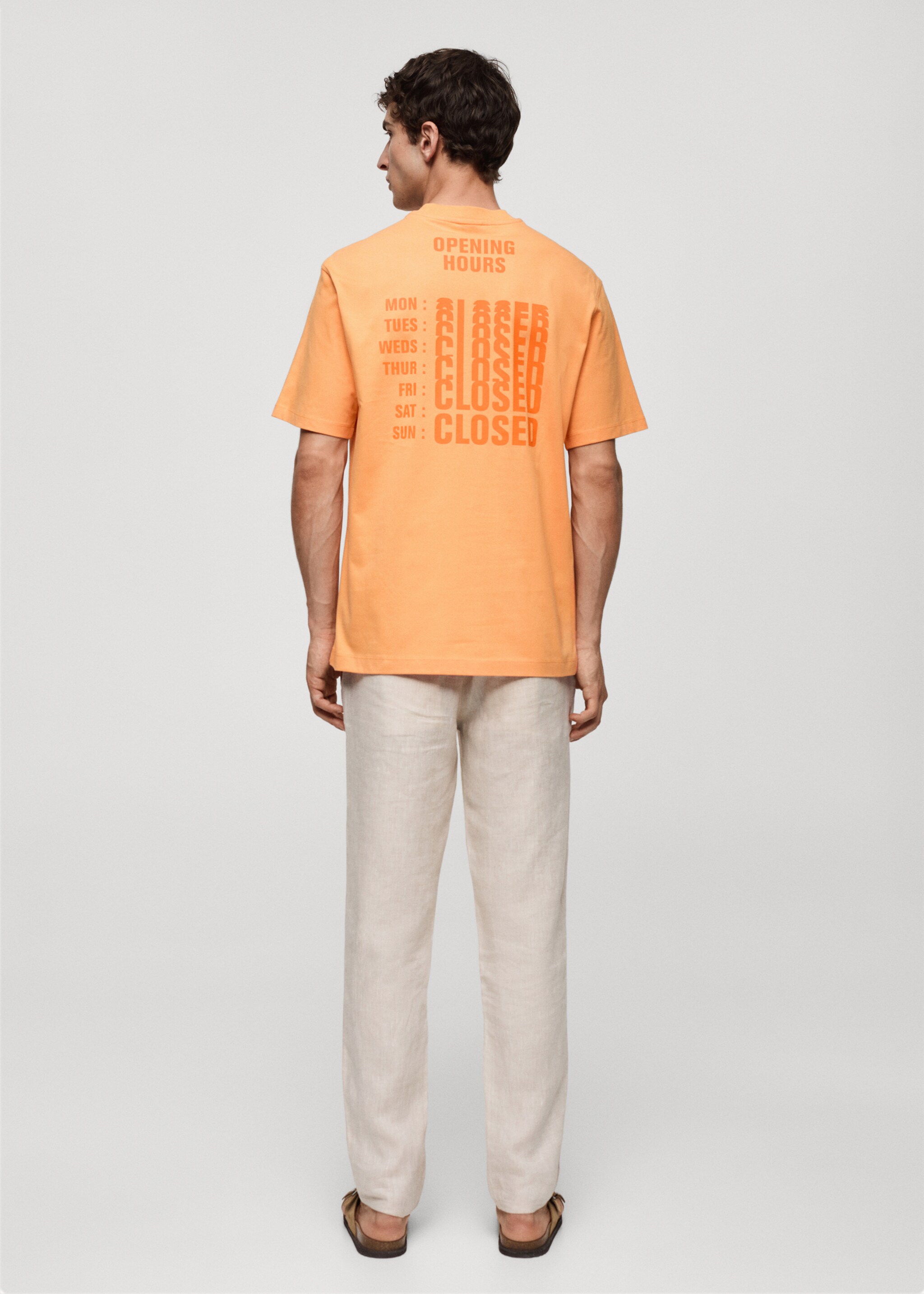 Gemustertes T-Shirt aus 100 % Baumwolle - Rückseite des Artikels, Orange. Ref: 77070588-00.