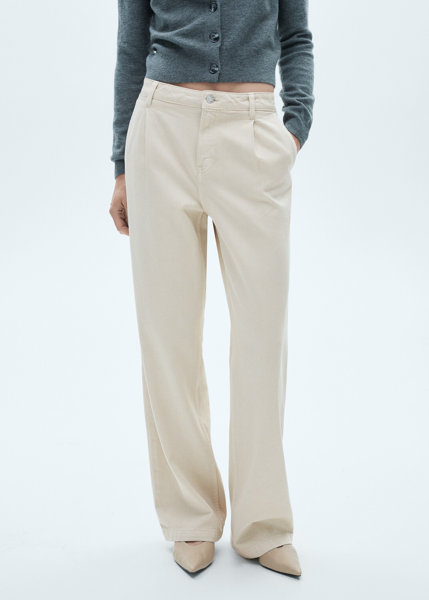 Wideleg-Bundfaltenjeans - Mittlere Ansicht