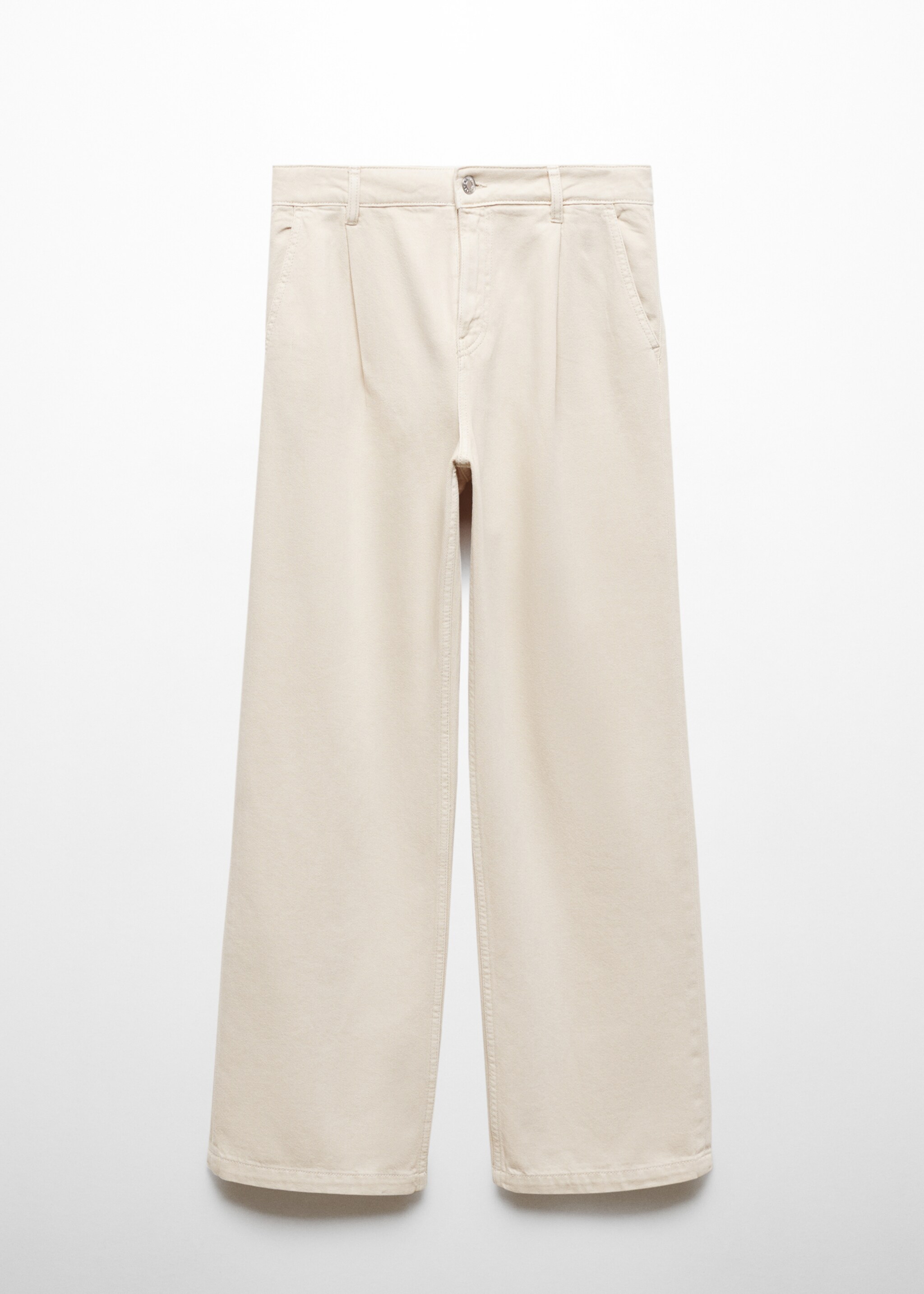 Wideleg jeans met bandplooien - Artikel zonder model, Ecru. Ref: 77070590-00.