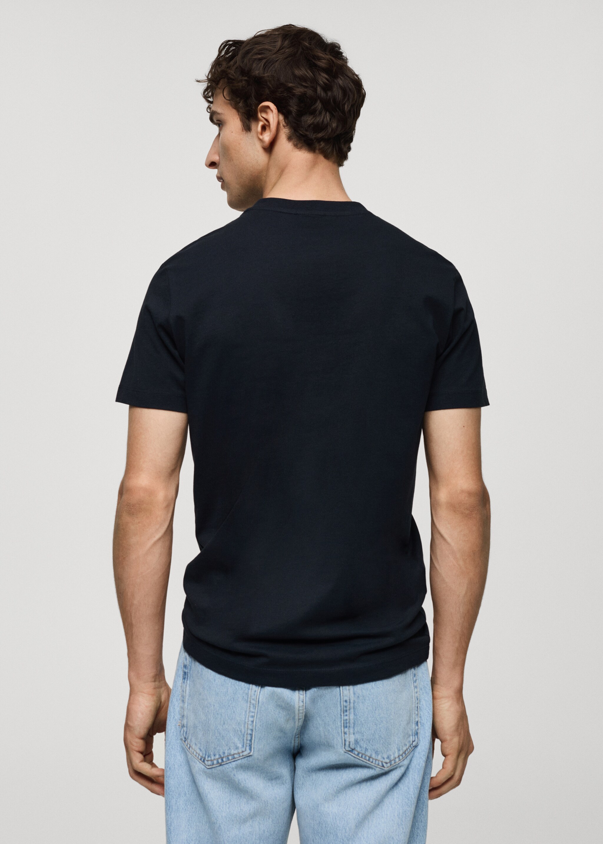 Camiseta algodón slim fit - Reverso del artículo, Azul marino oscuro. Ref: 77070606-00.