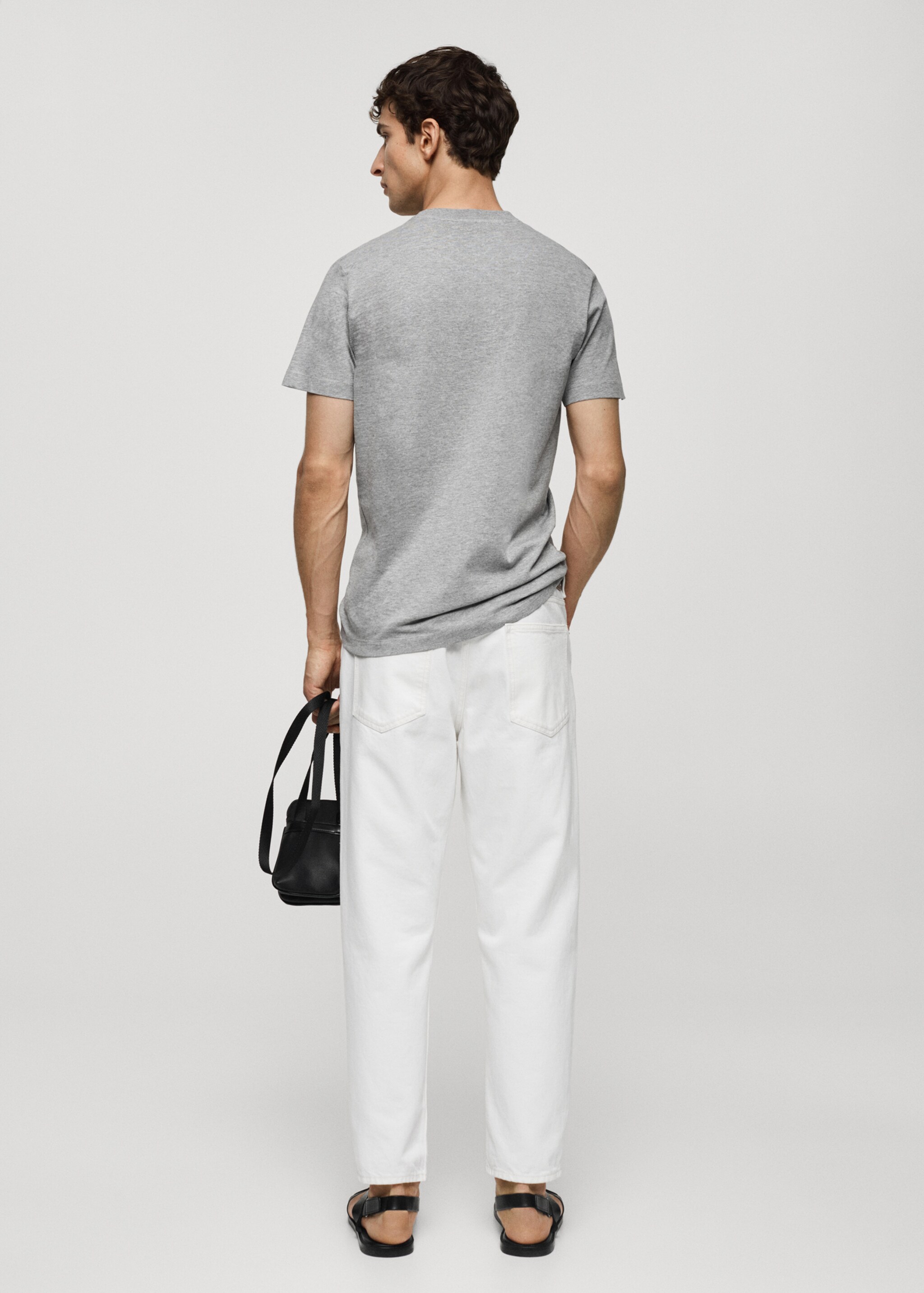 Camiseta algodón slim fit - Reverso del artículo, Gris medio vigoré. Ref: 77070606-00.