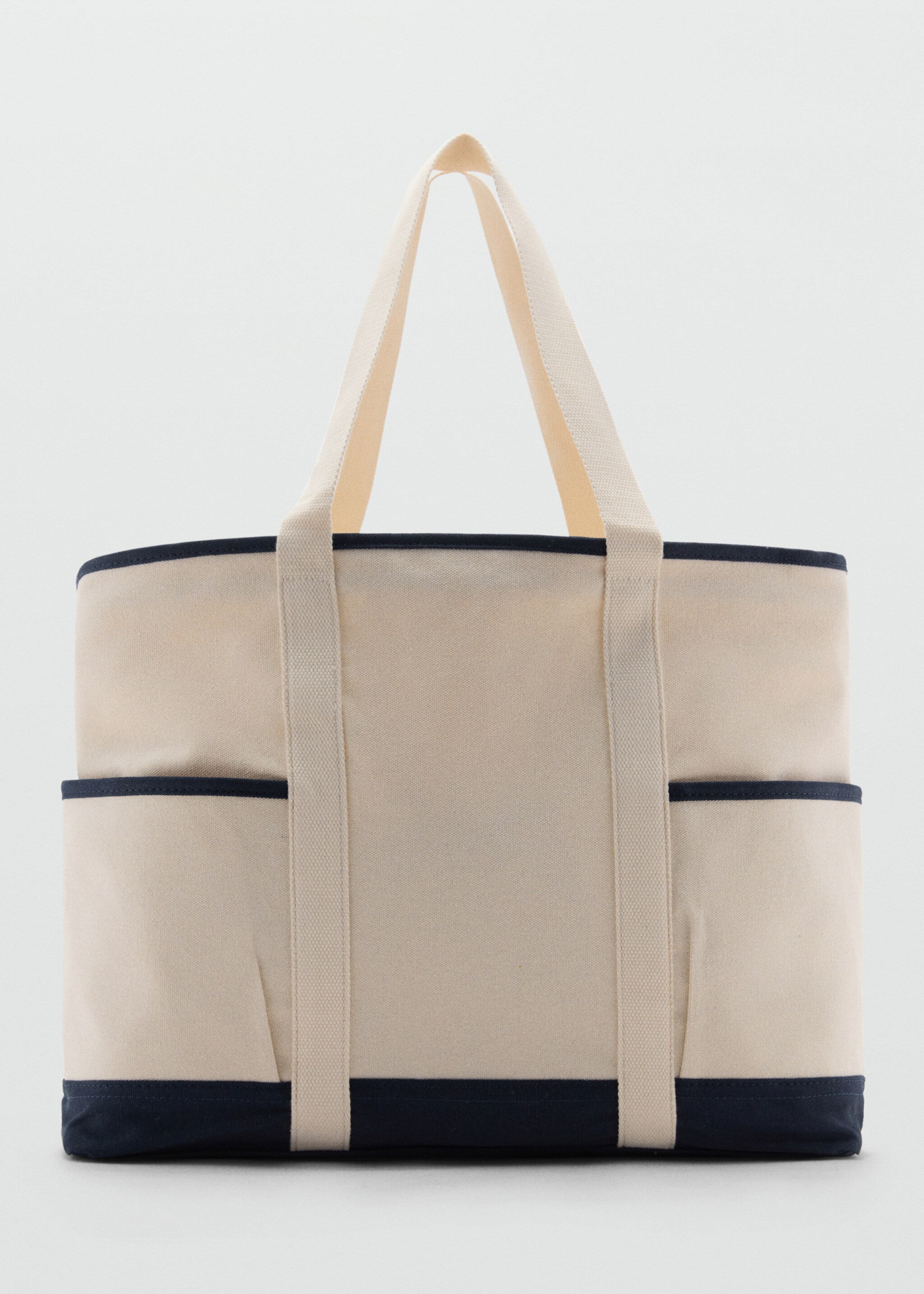 Sac toile de coton contrasté - Article sans modèle, Blanc cassé. Ref: 77070611-00.