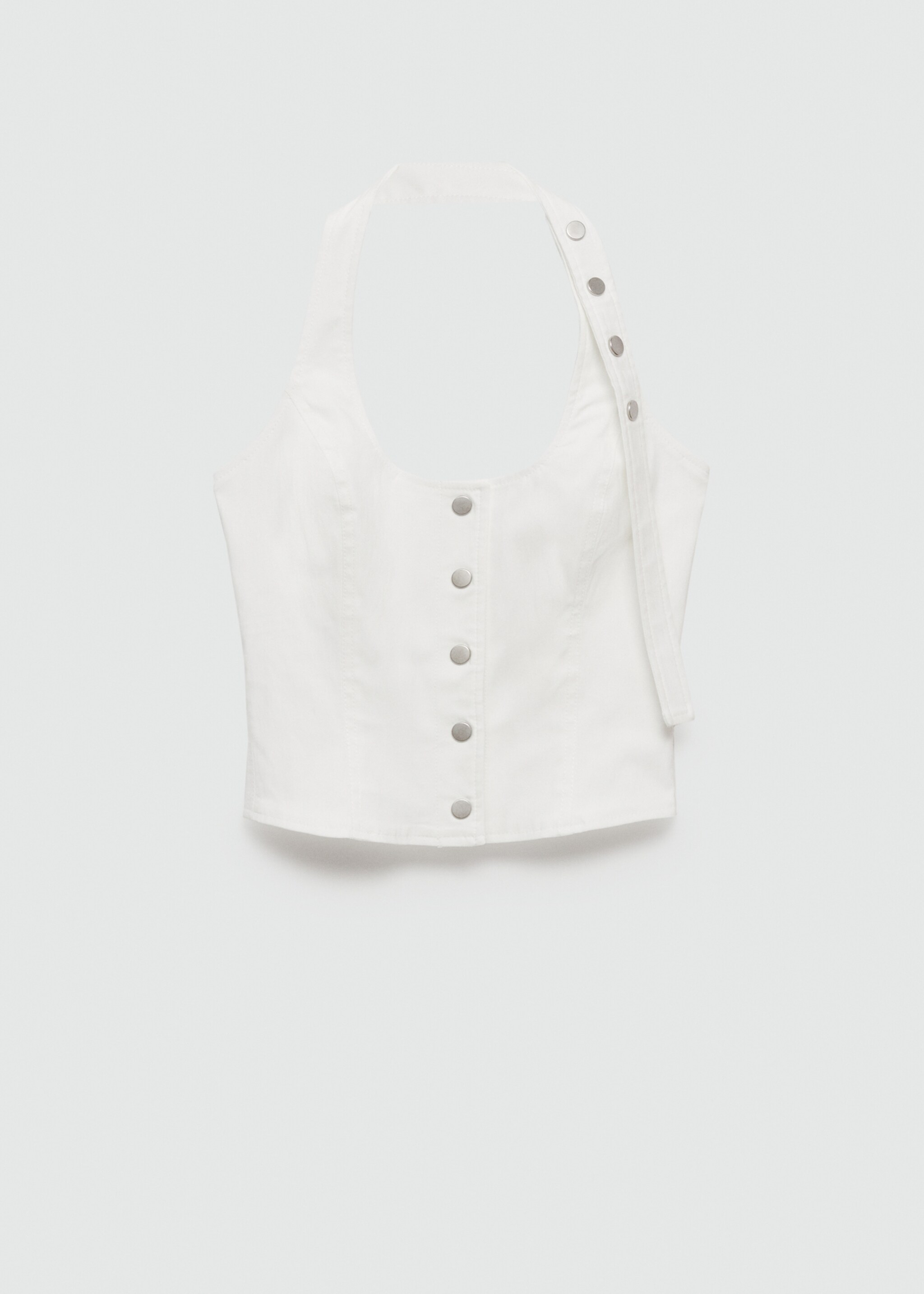 Neckholder-Top mit Knöpfen - Artikel ohne Model, Cremeweiß. Ref: 77070629-00.