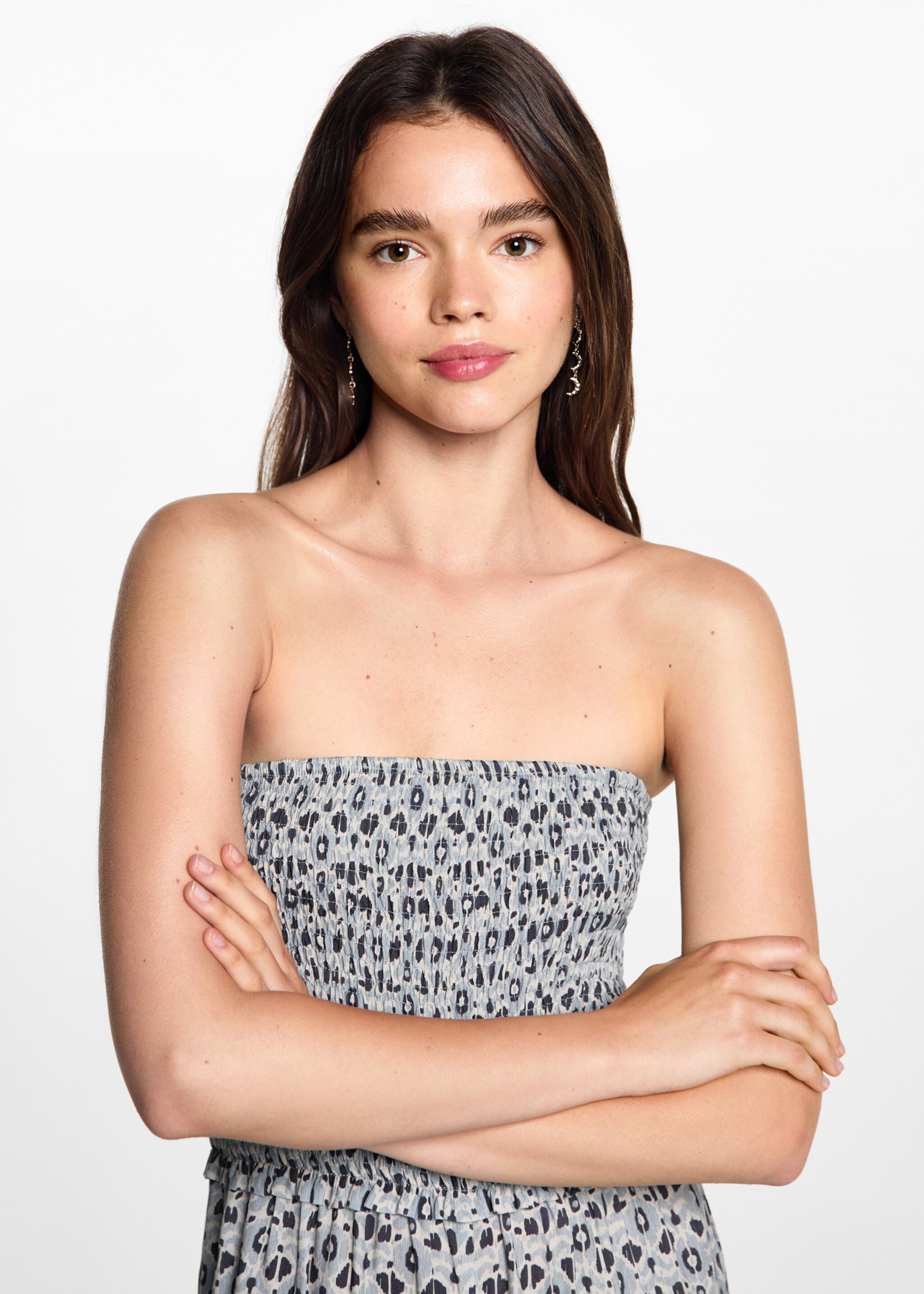 Printed strapless jumpsuit - Details of the article 1