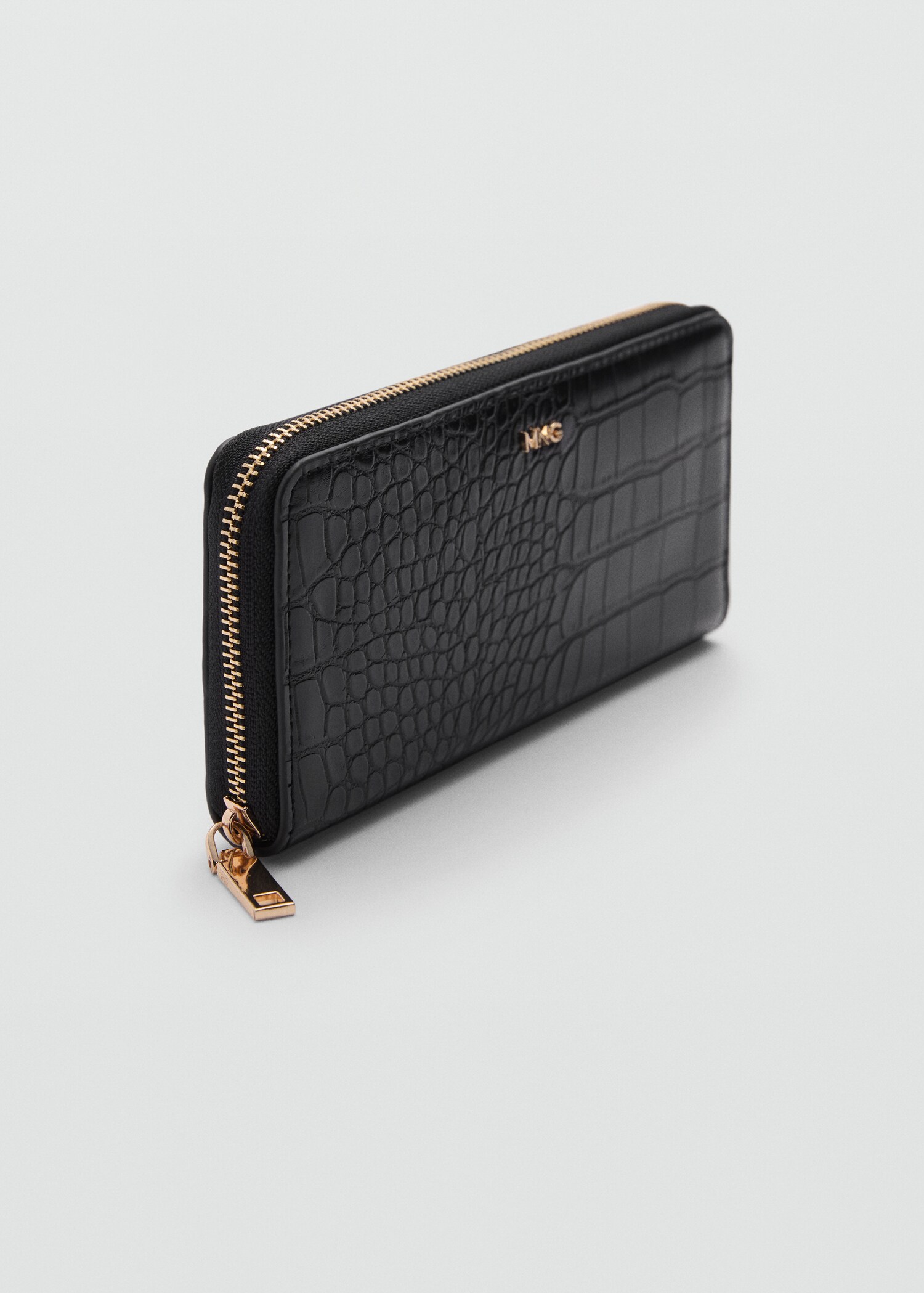 Zip-Brieftasche mit Krokoprägung - Mittlere Ansicht