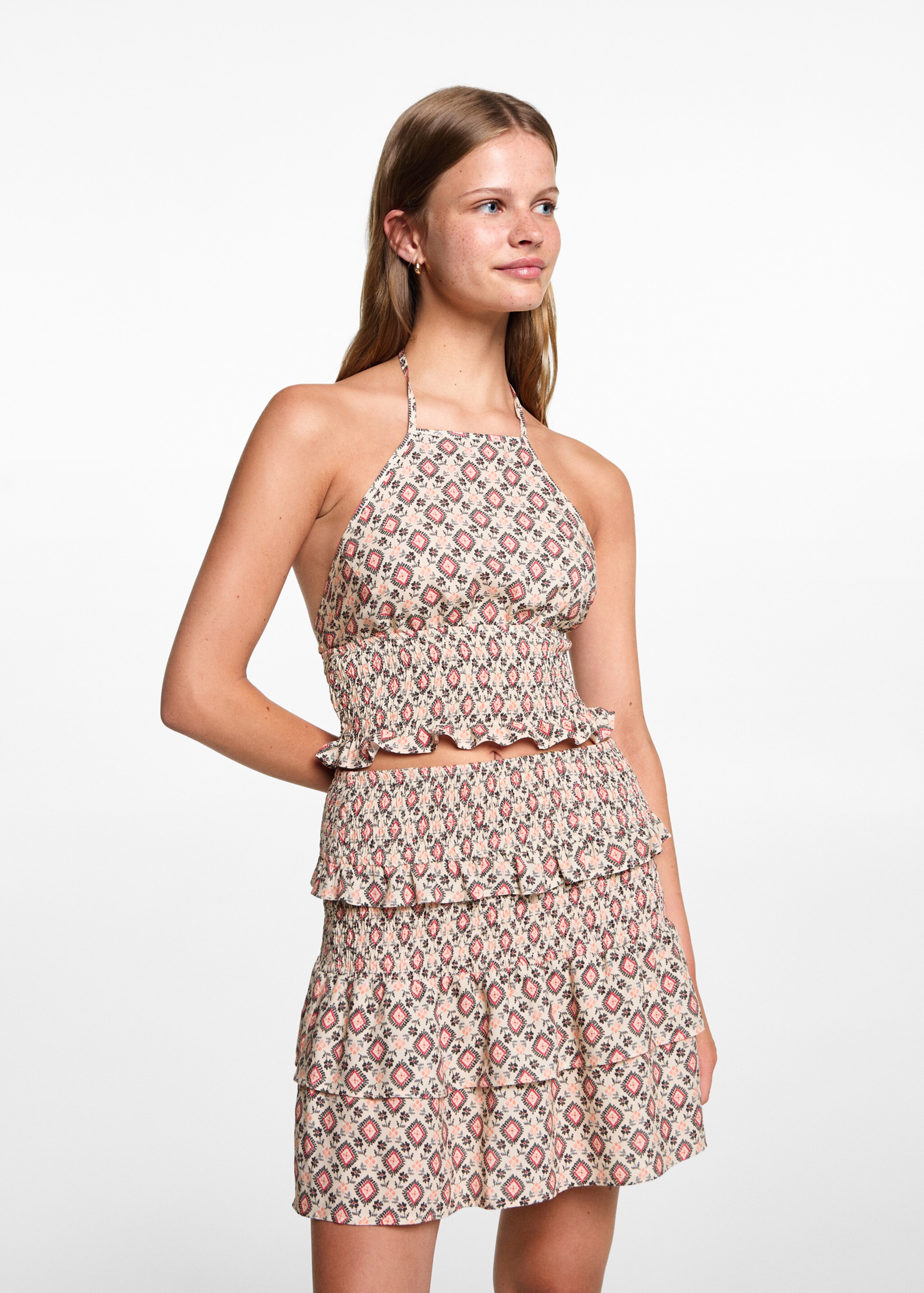 Crop top imprimé emmanchures américaines - Plan moyen
