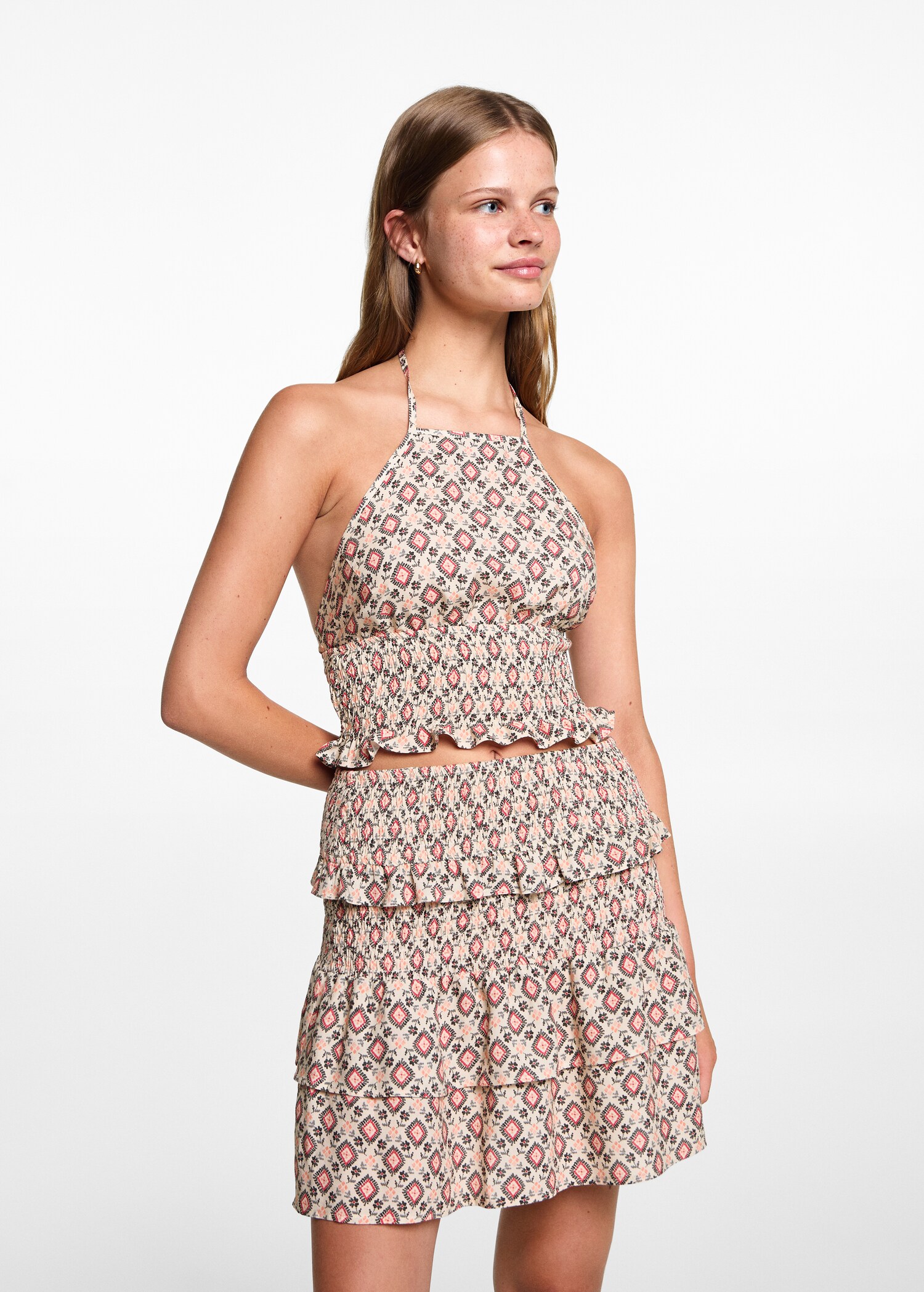 Crop top imprimé emmanchures américaines - Plan moyen
