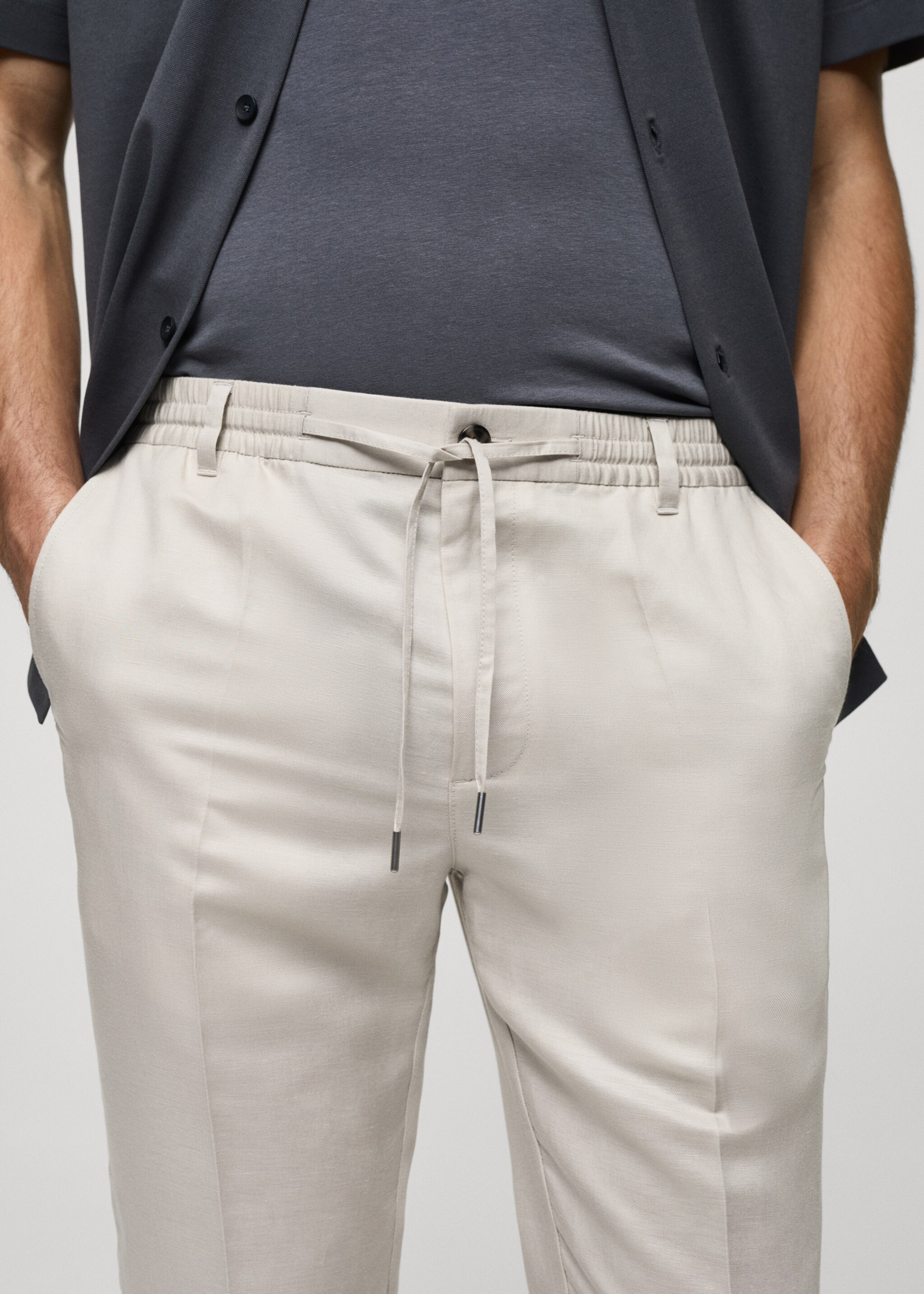 Tencel™ linen trousers with drawstring - Details of the article 1