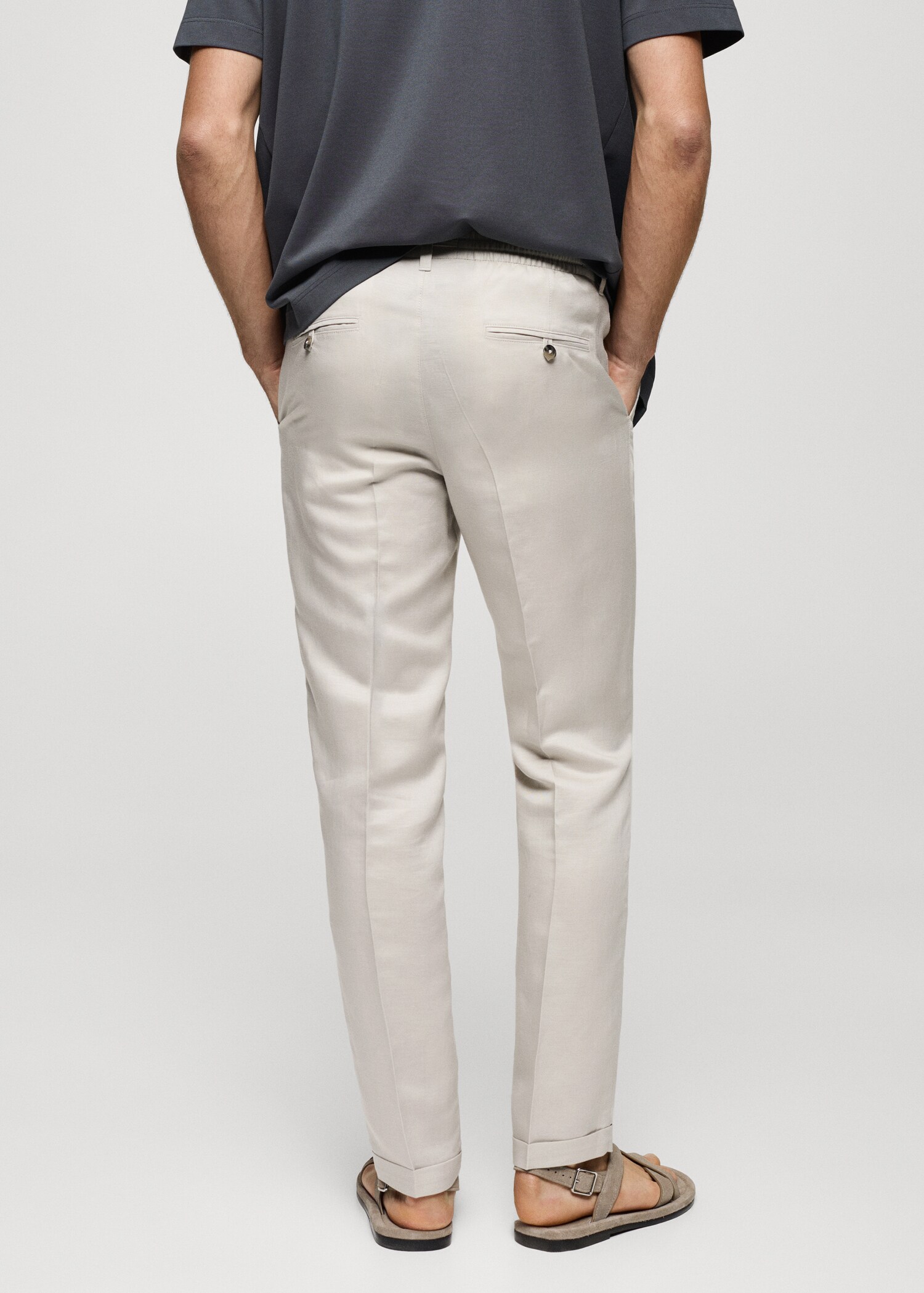 Broek van linnen en tencel met koord - Achterkant van het artikel