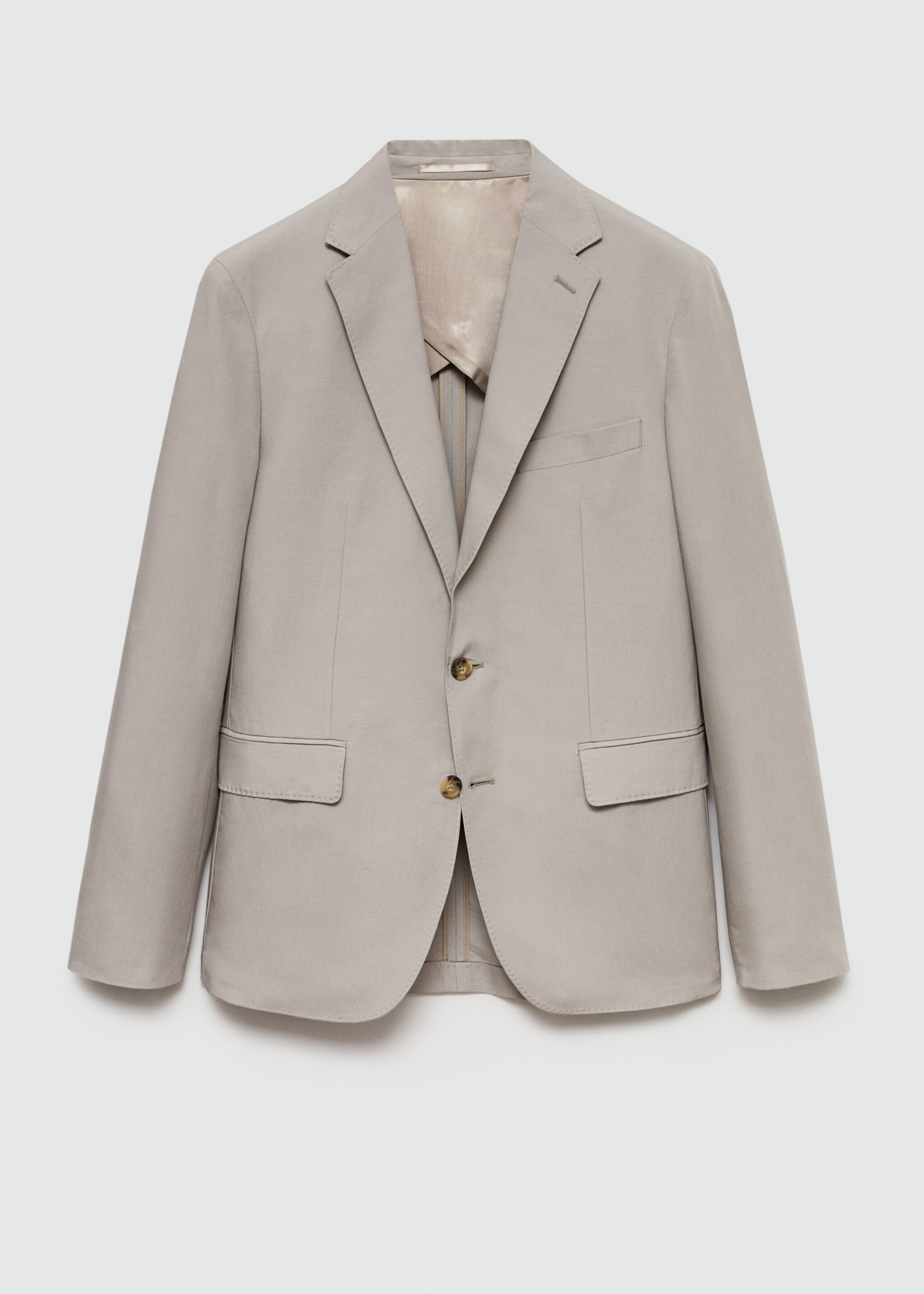 Slim Fit-Anzugblazer aus Leinengemisch - Artikel ohne Model, Hellgrau/Pastellgrau. Ref: 77072532-00.